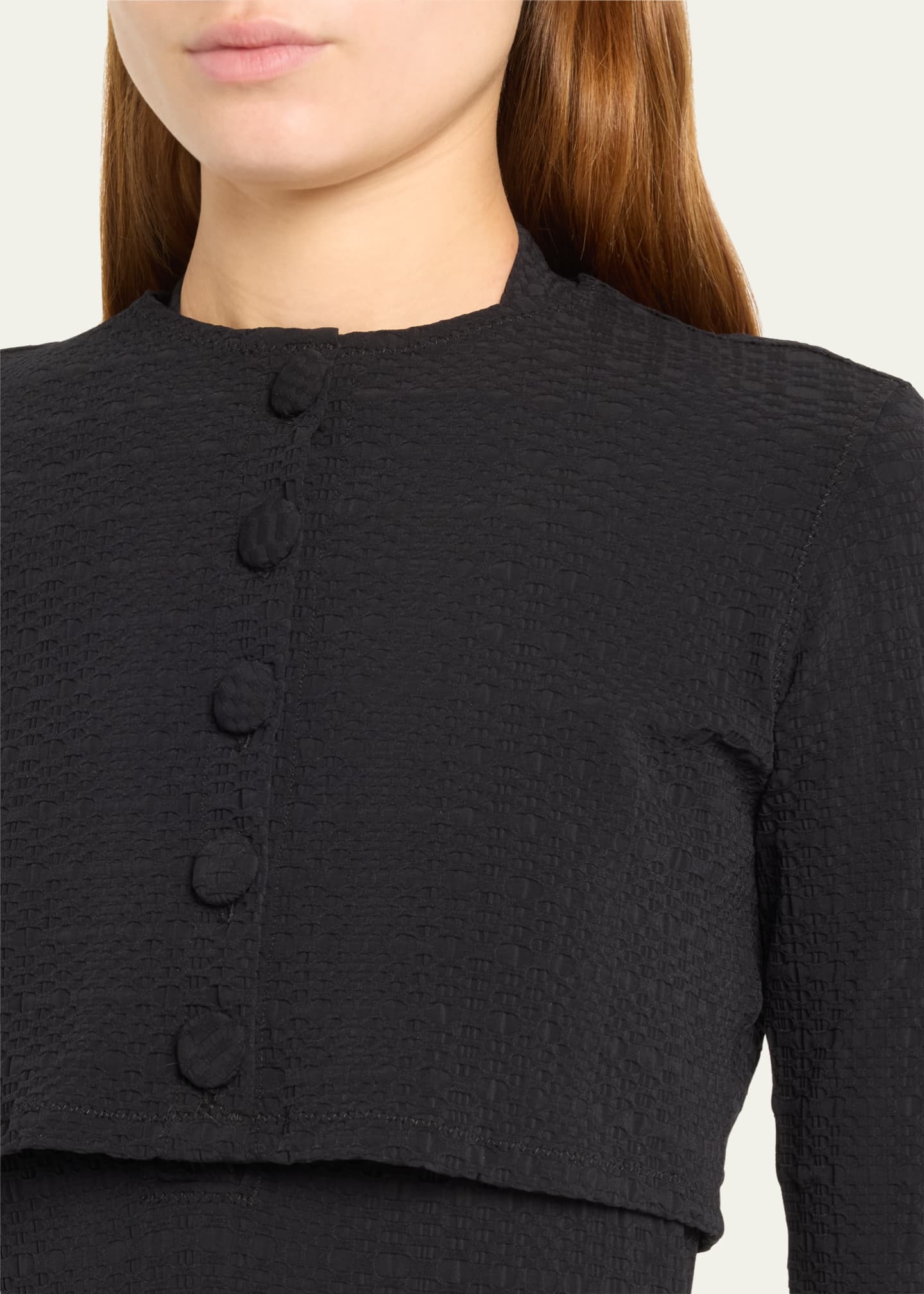 Lisa Marie Fernandez Seersucker Cropped Cardigan