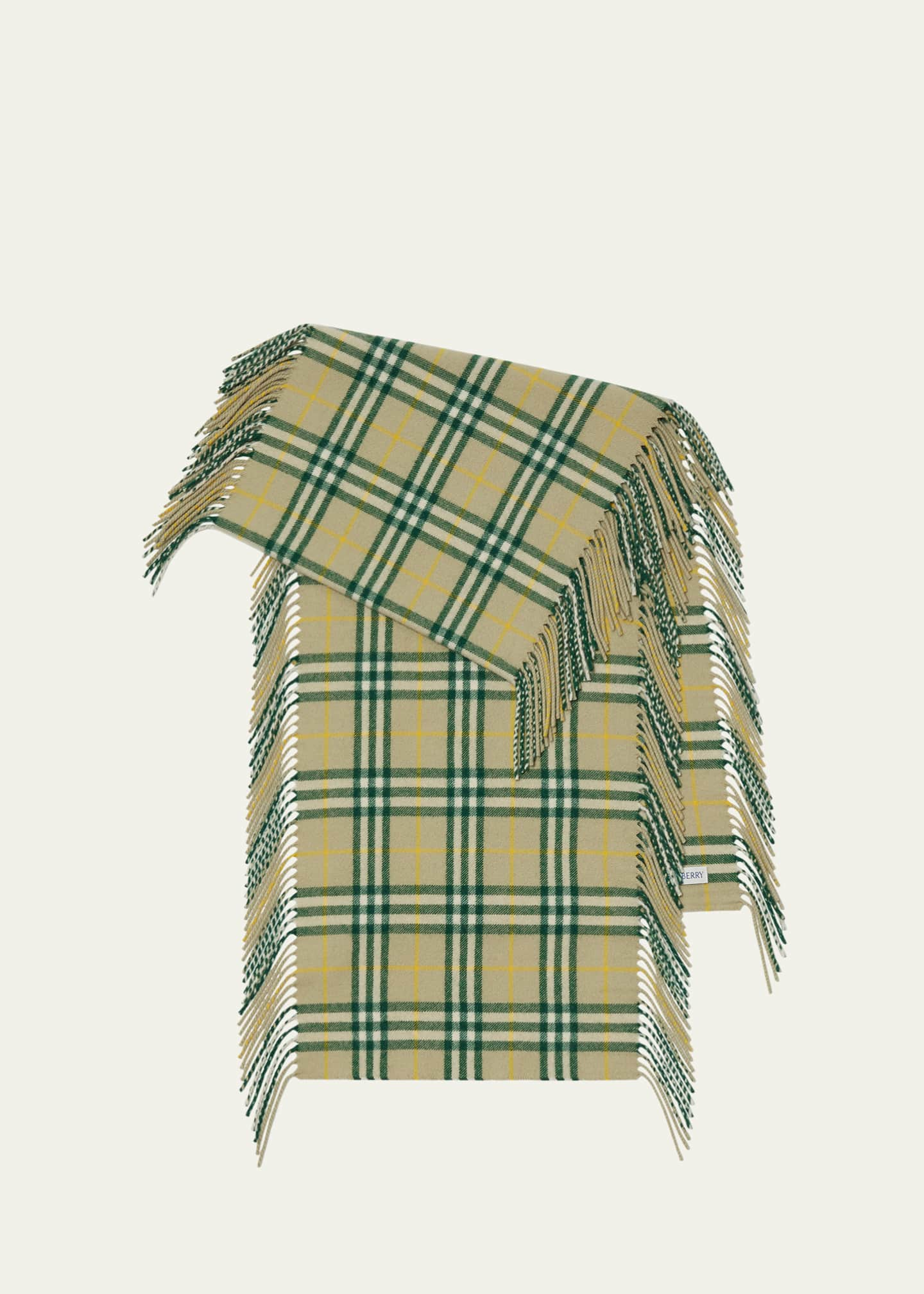 BURBERRY Fringed checked cashmere scarf