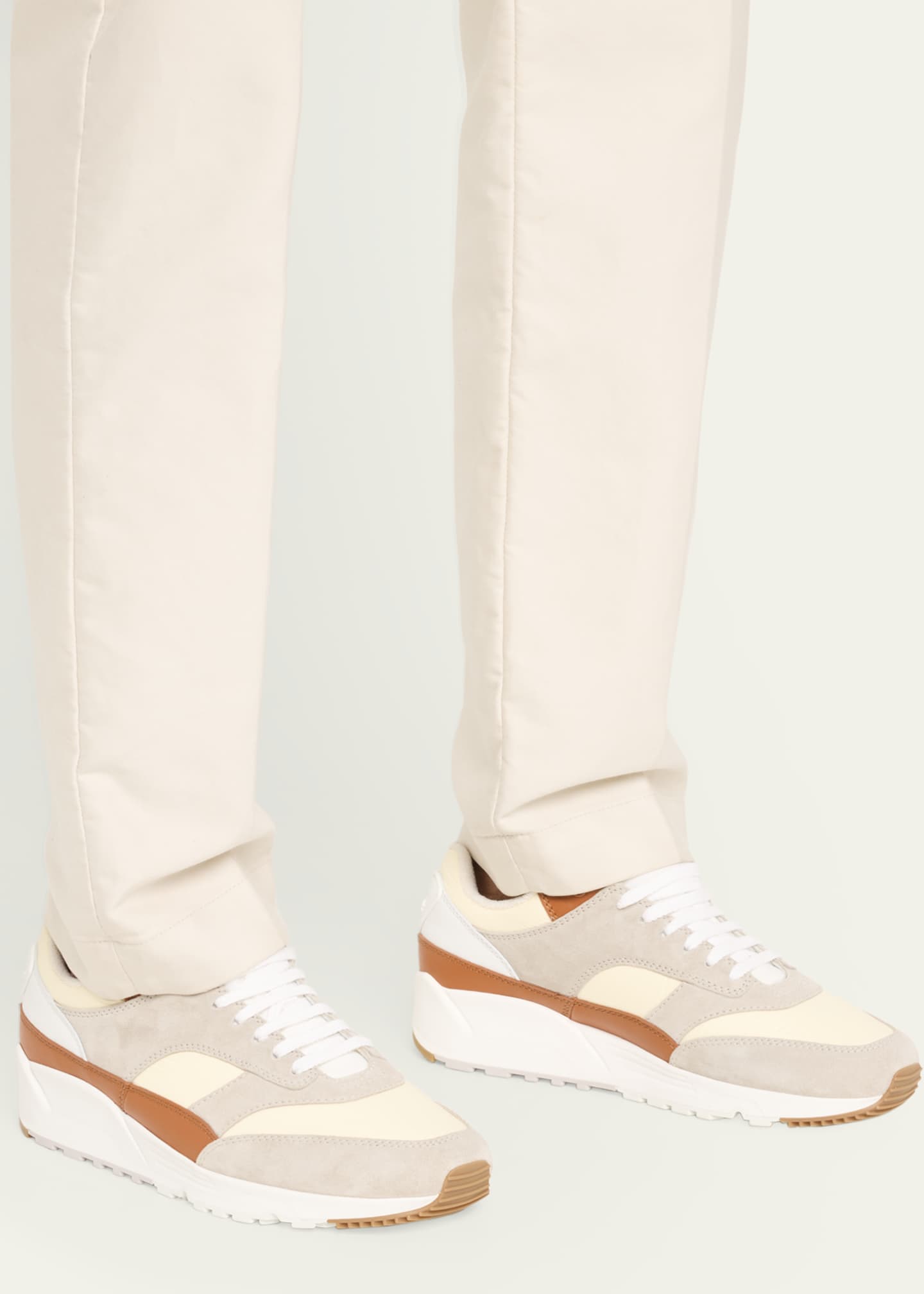 Saint Laurent Men's Bump 15 Nylon and Leather Low-Top Sneakers Image 2 of 5