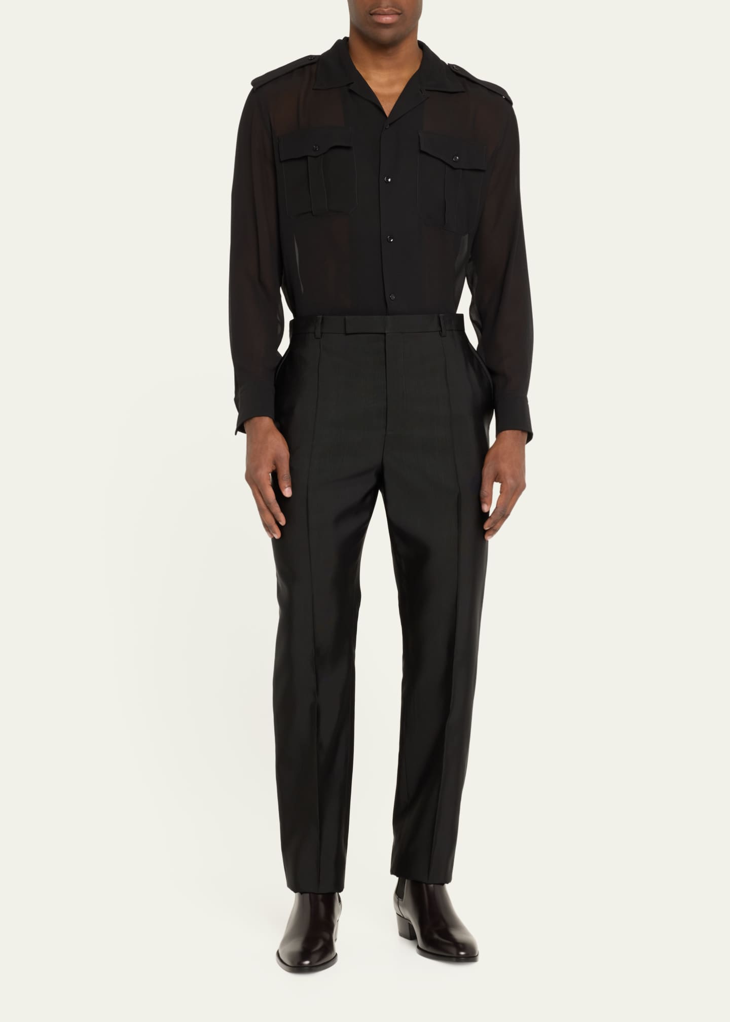 Saint Laurent Men's Wyatt 40 Leather Chelsea Boots Image 3 of 5