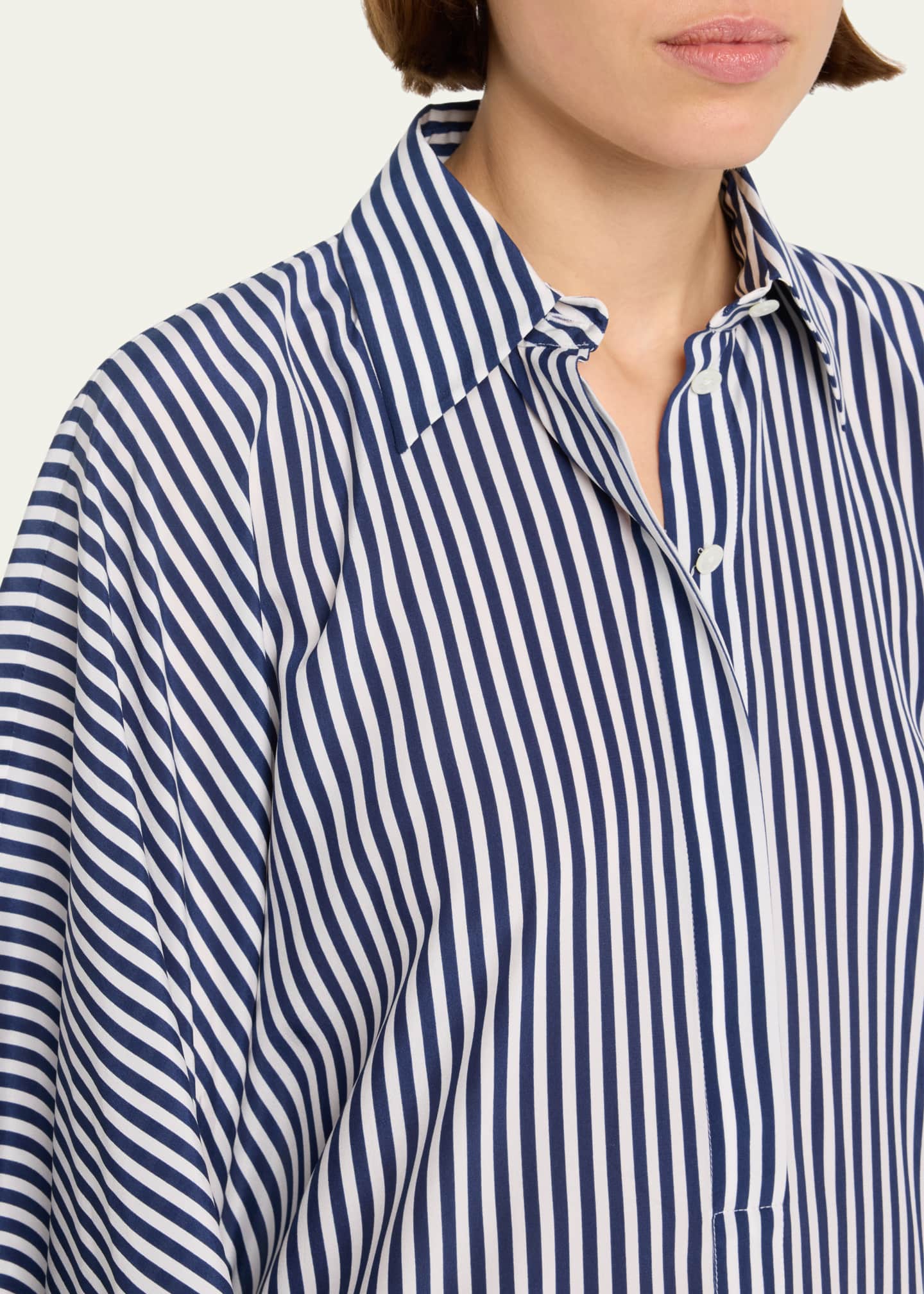 Michael Kors Collection Stripe Midi Silk Caftan Shirt Dress - Bergdorf ...