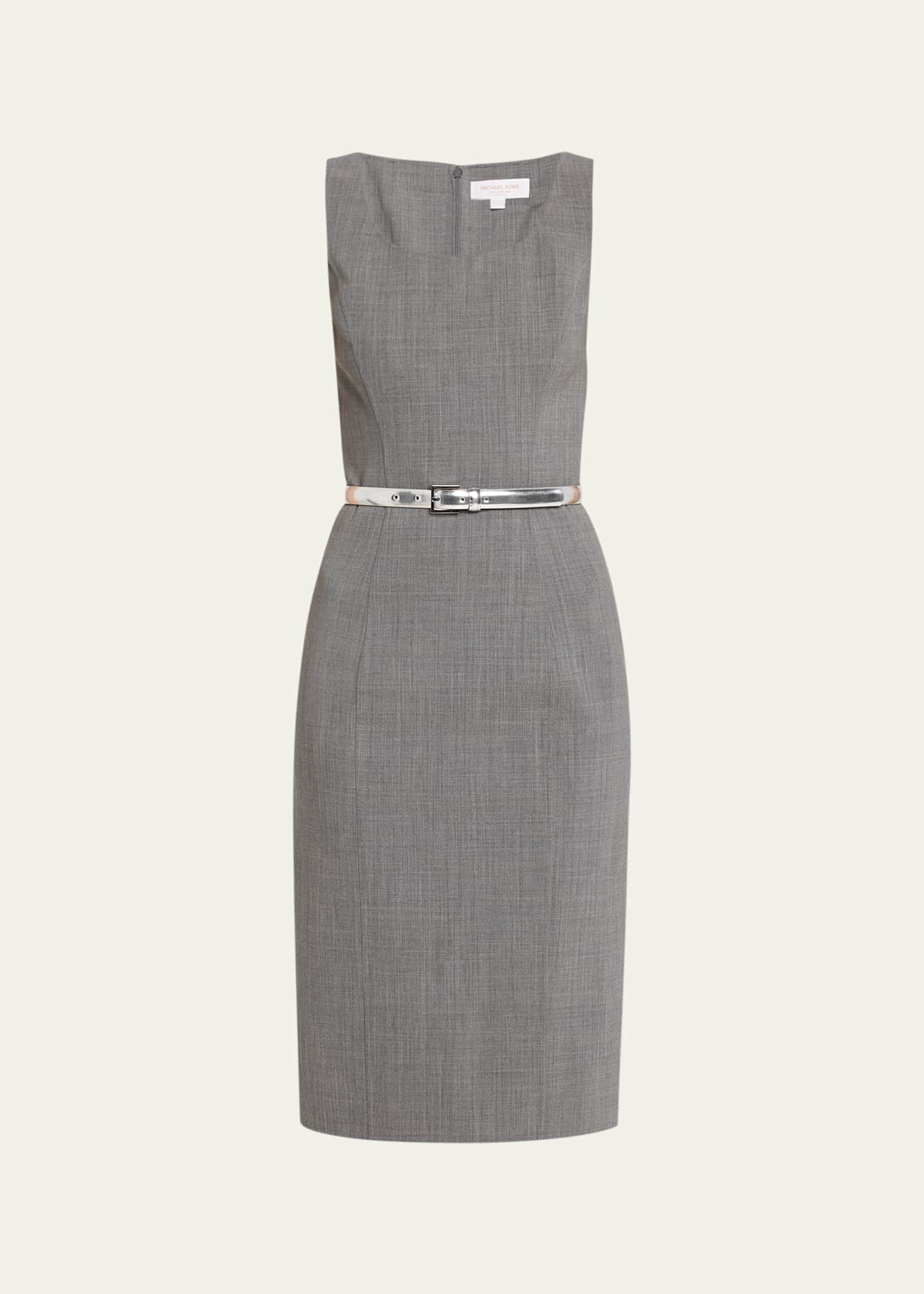Michael Kors Collection Belted Wool Sheath Dress