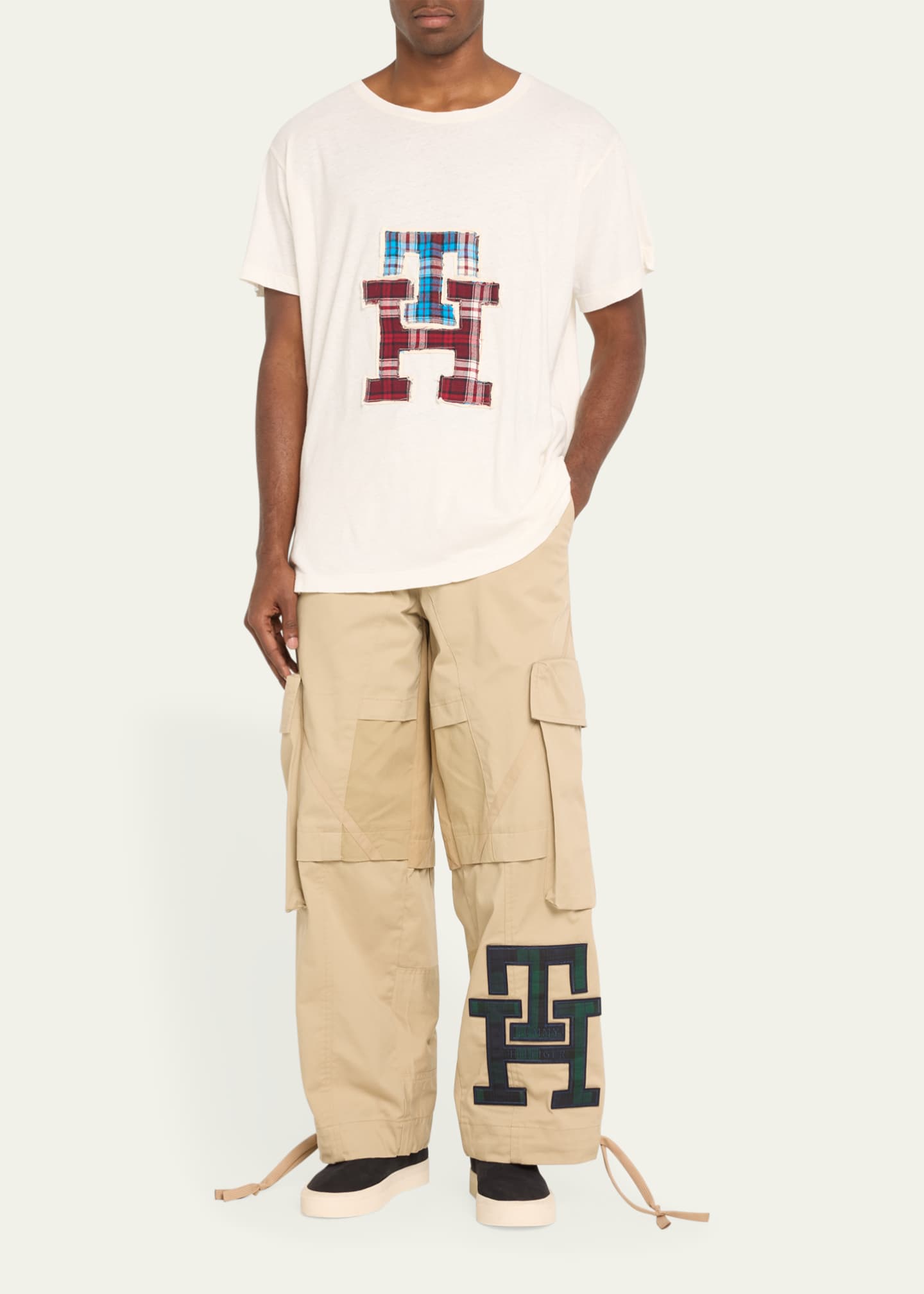GREG LAUREN x TOMMY HILFIGER Men s TH Plaid Scraps T Shirt