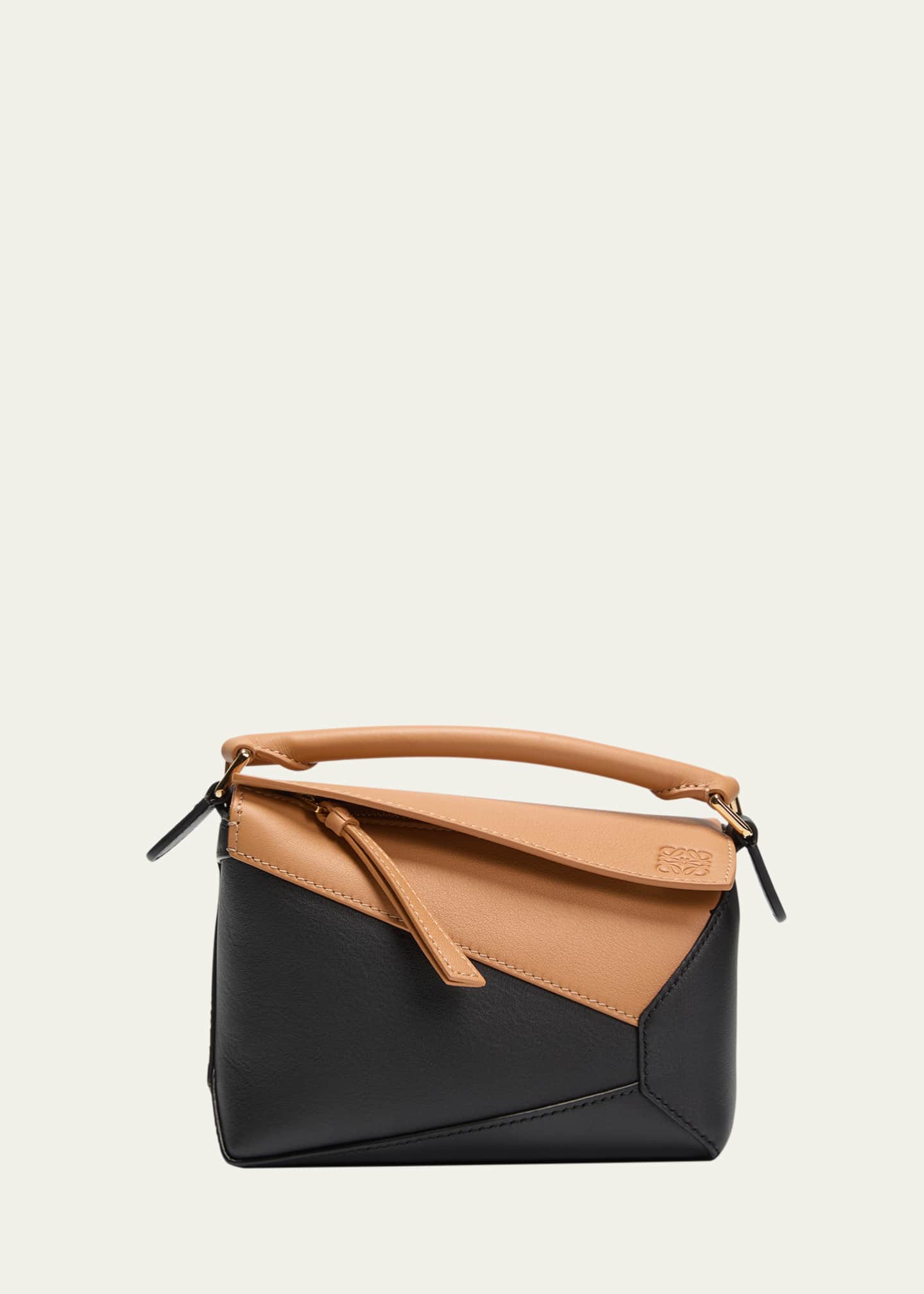 Loewe Womens Warm Desert Black Puzzle Mini Leather Cross body Bag