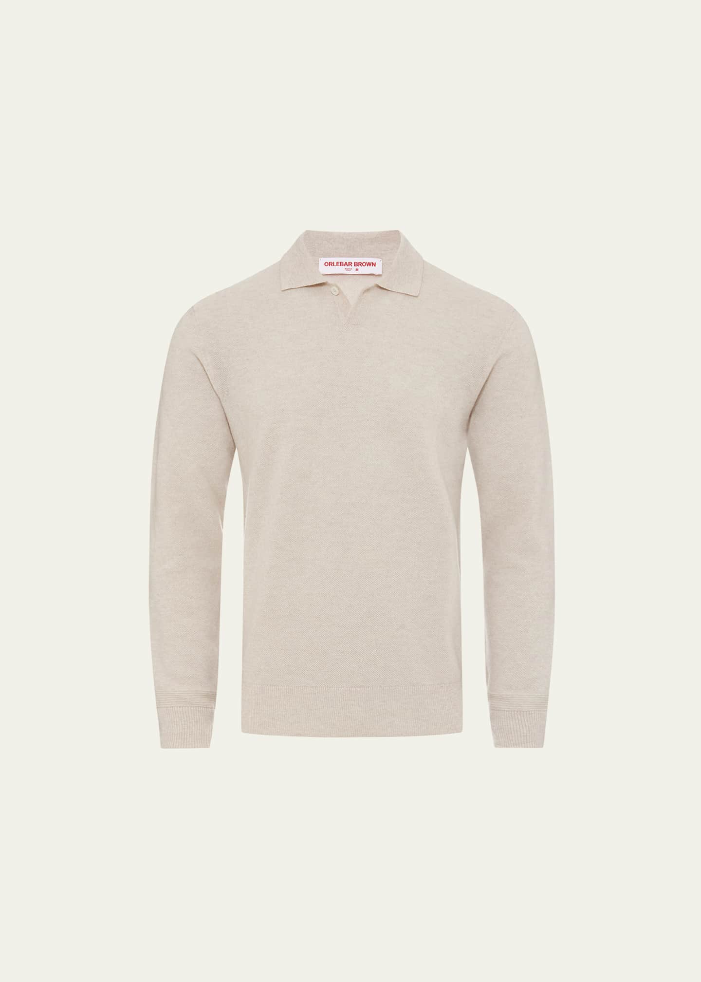 Orlebar Brown Bruno Cashmere Polo Sea Mist White XL