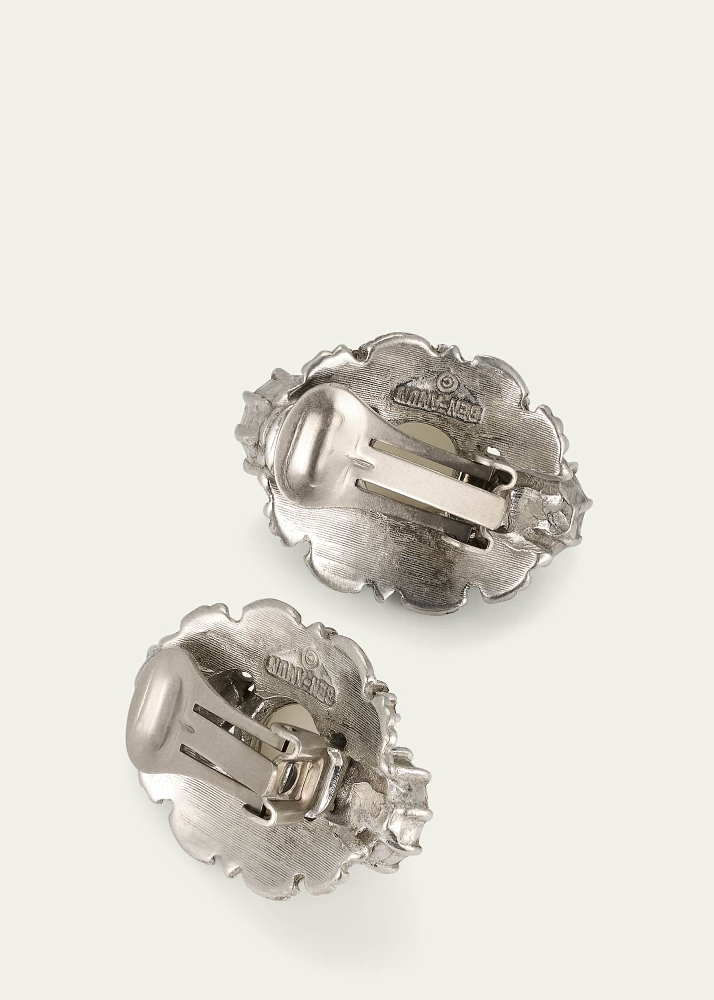 Ben-Amun Silver Crystal Oval Clip On Earrings with Pearly Center Image 4 of 4