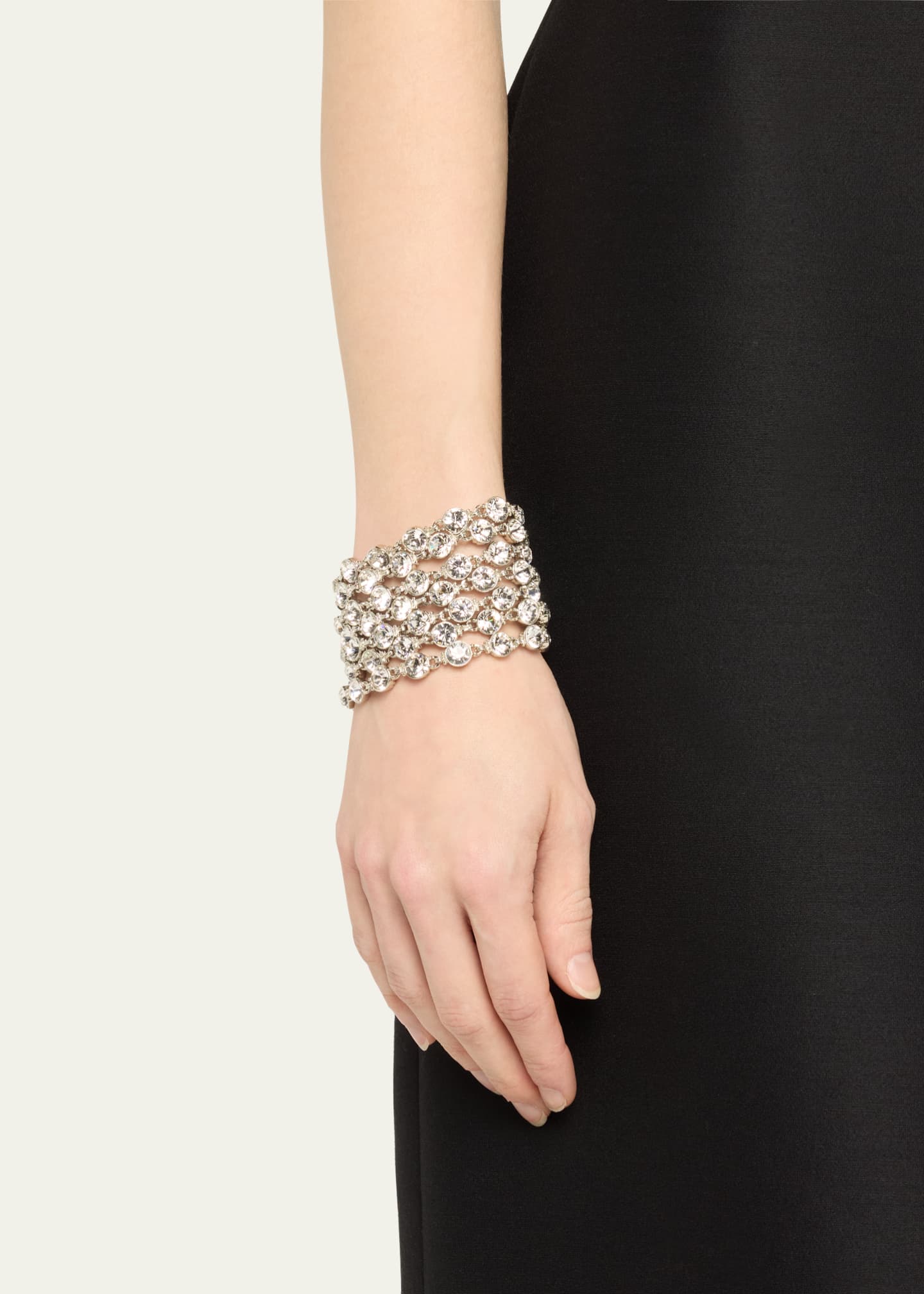Ben-Amun Wide Silver Crystal Bracelet Image 2 of 4