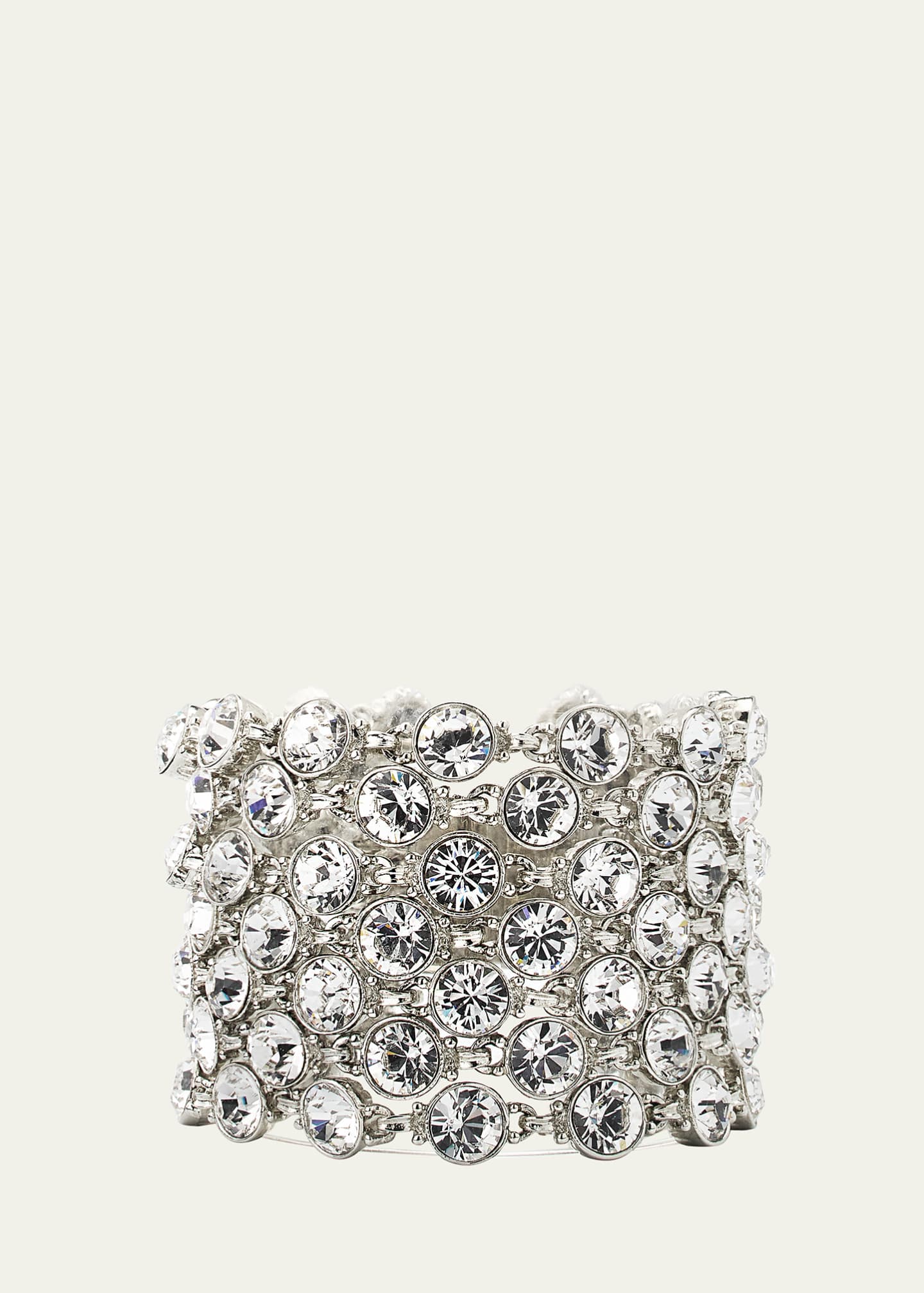 Ben-Amun Wide Silver Crystal Bracelet Image 1 of 4