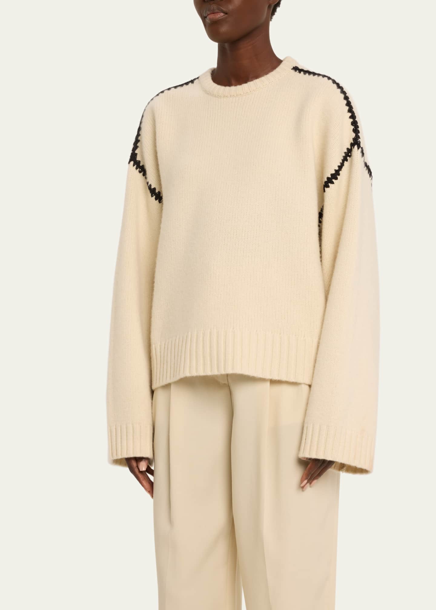 Toteme Cashmere-Blend Knit Sweater with Embroidered Detail - Bergdorf ...