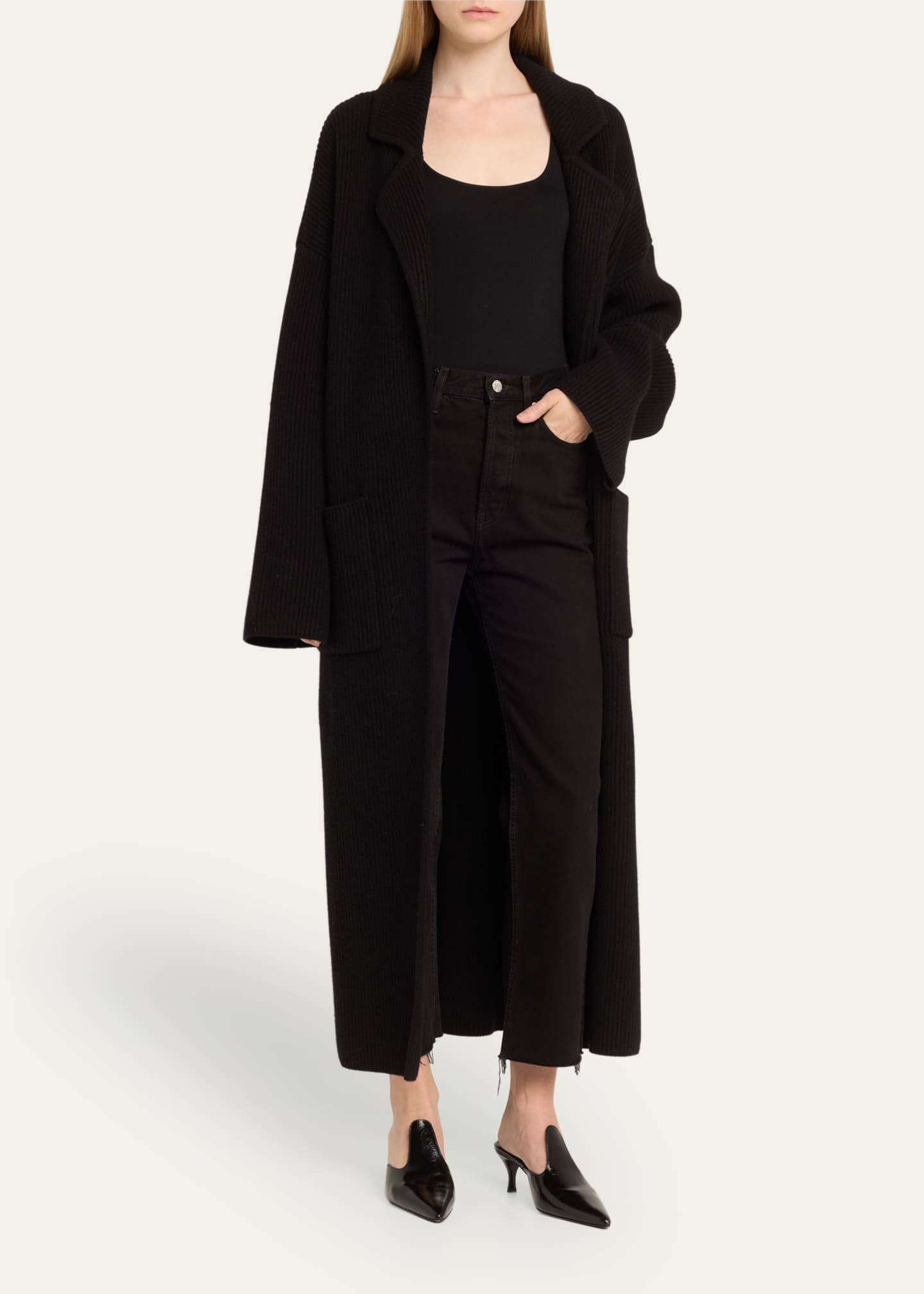 Toteme Wool Rib Knit Cardigan Coat - Bergdorf Goodman