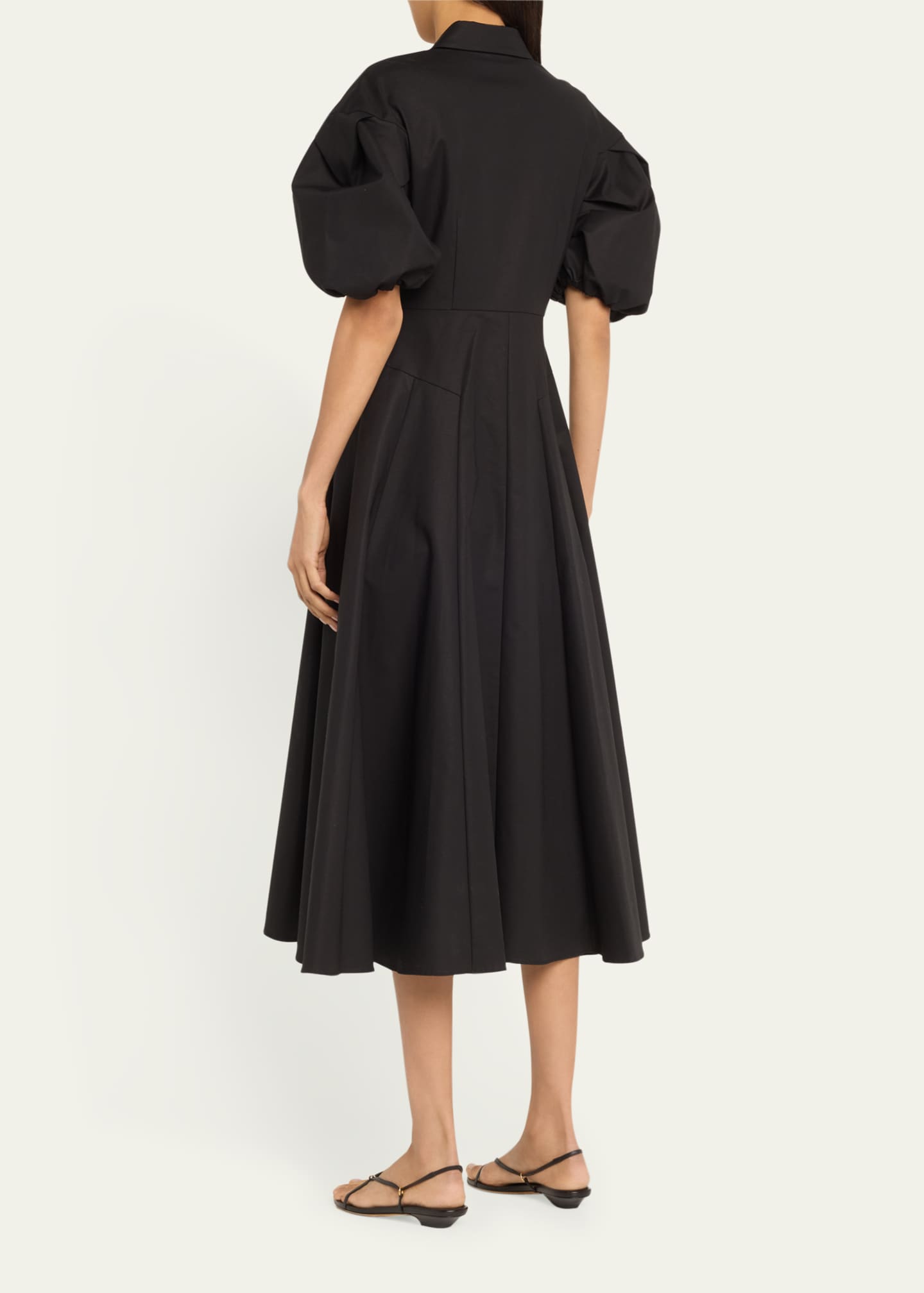 Alexis Amilya Puff-Sleeve Fit & Flare Midi Shirt Dress