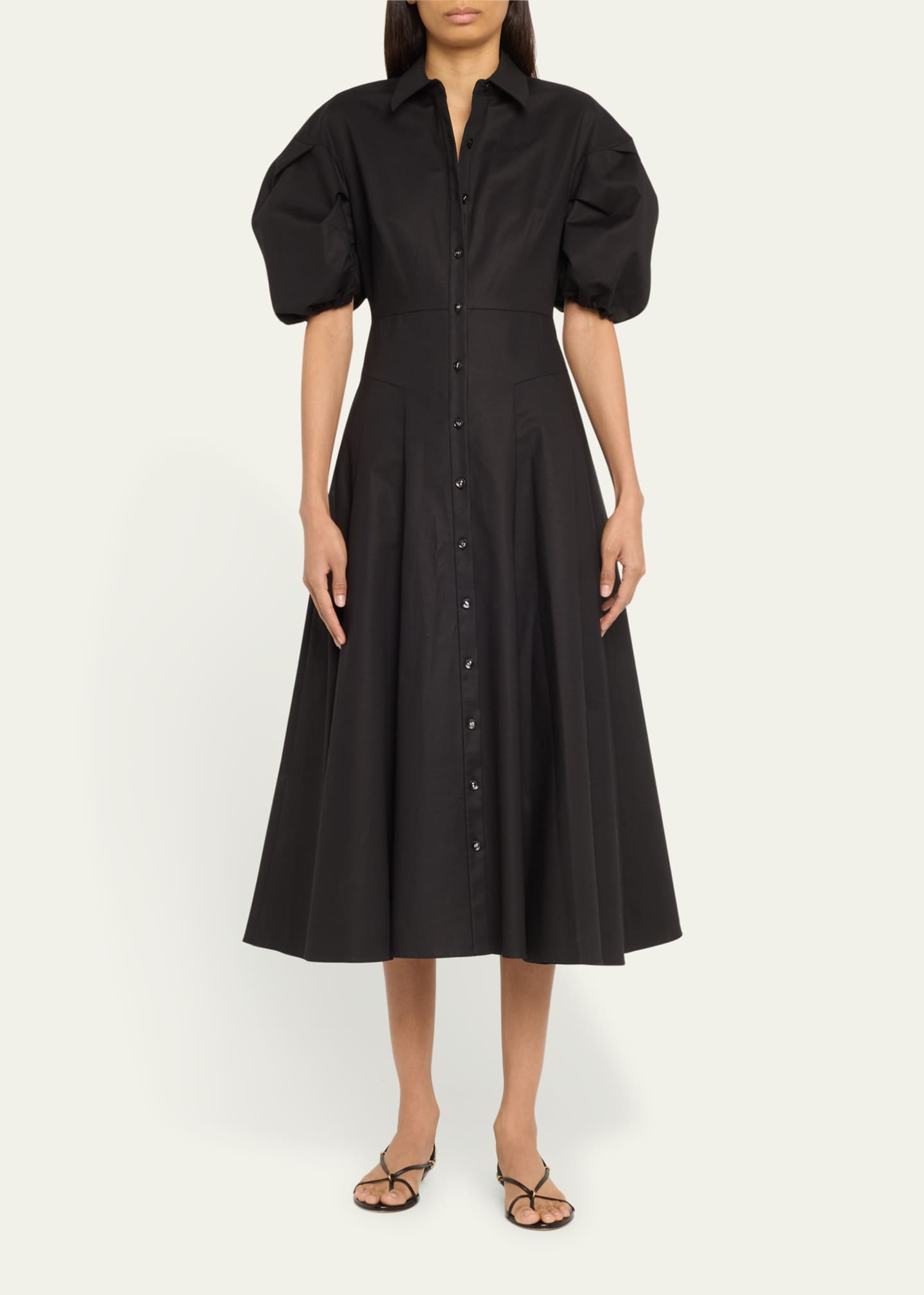 Alexis Amilya Puff-Sleeve Fit & Flare Midi Shirt Dress - Bergdorf Goodman