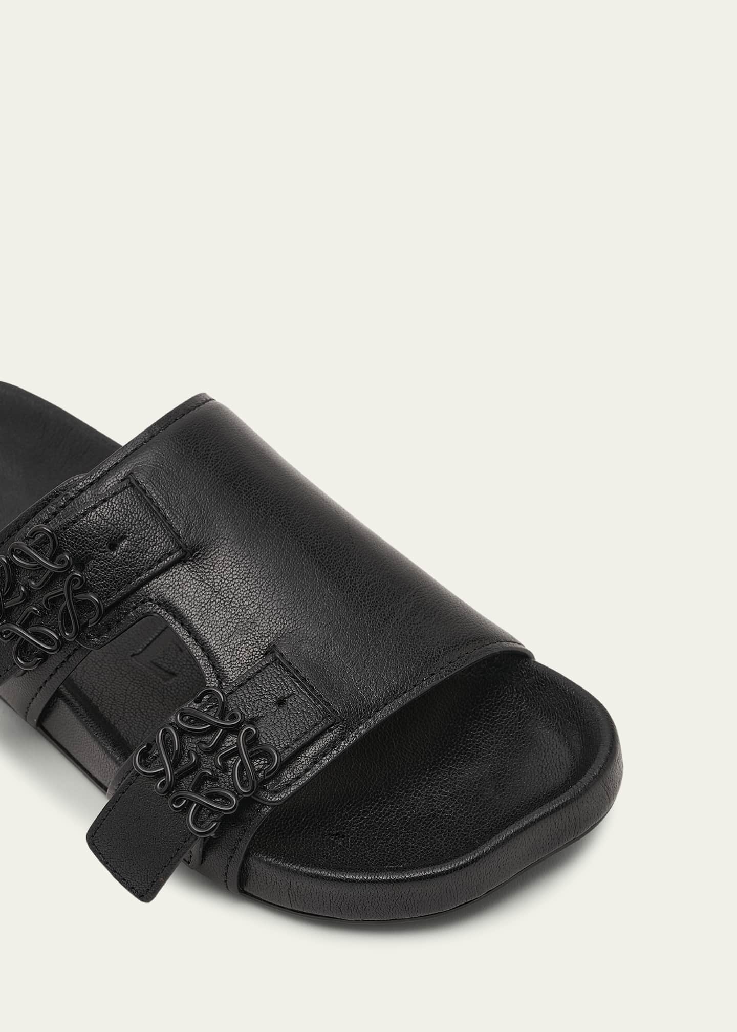 Loewe Ease Leather Dual-Buckle Slide Sandals - Bergdorf Goodman