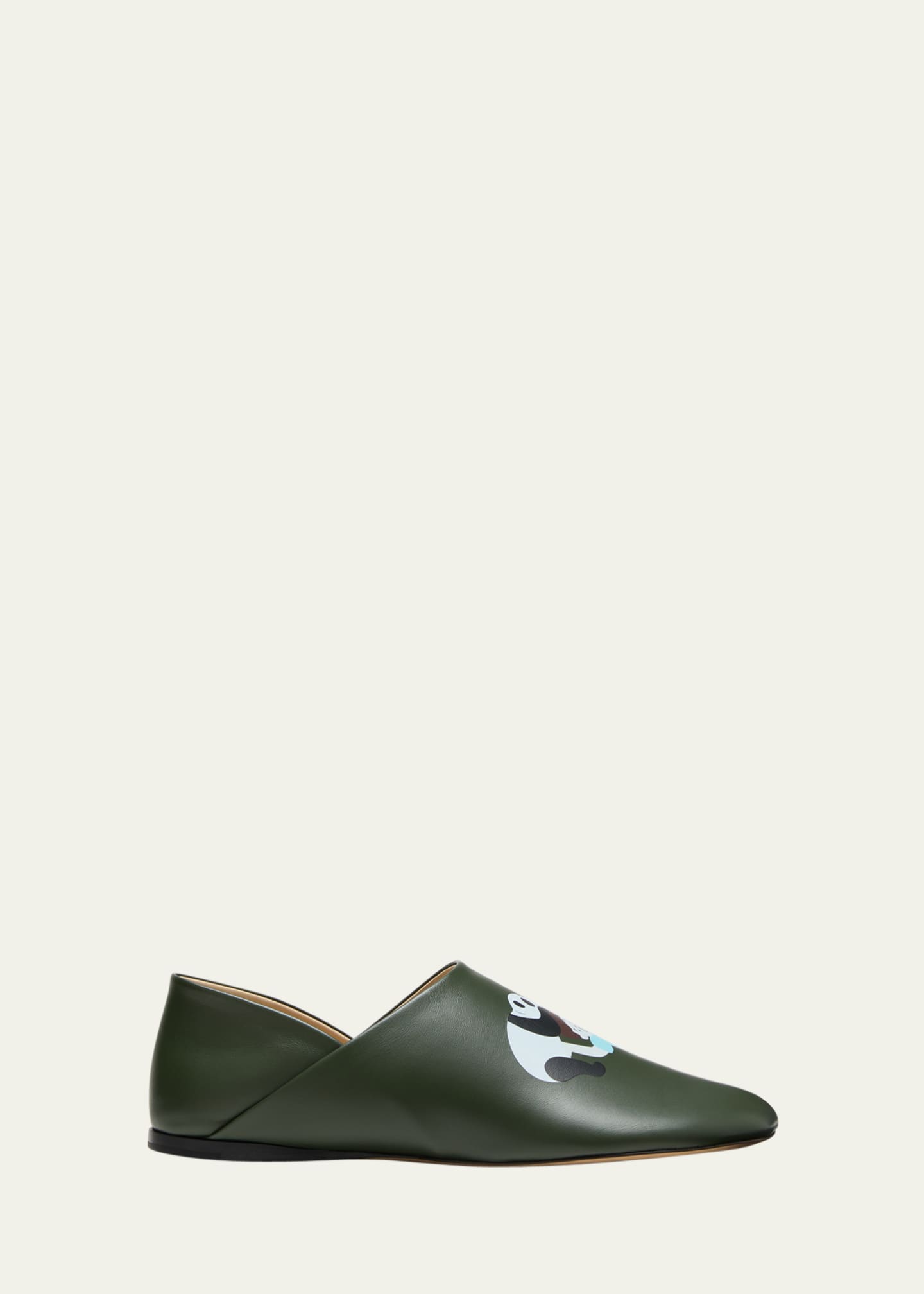 Loewe x Suna Fujita Panda-Print Leather Slippers - Bergdorf Goodman