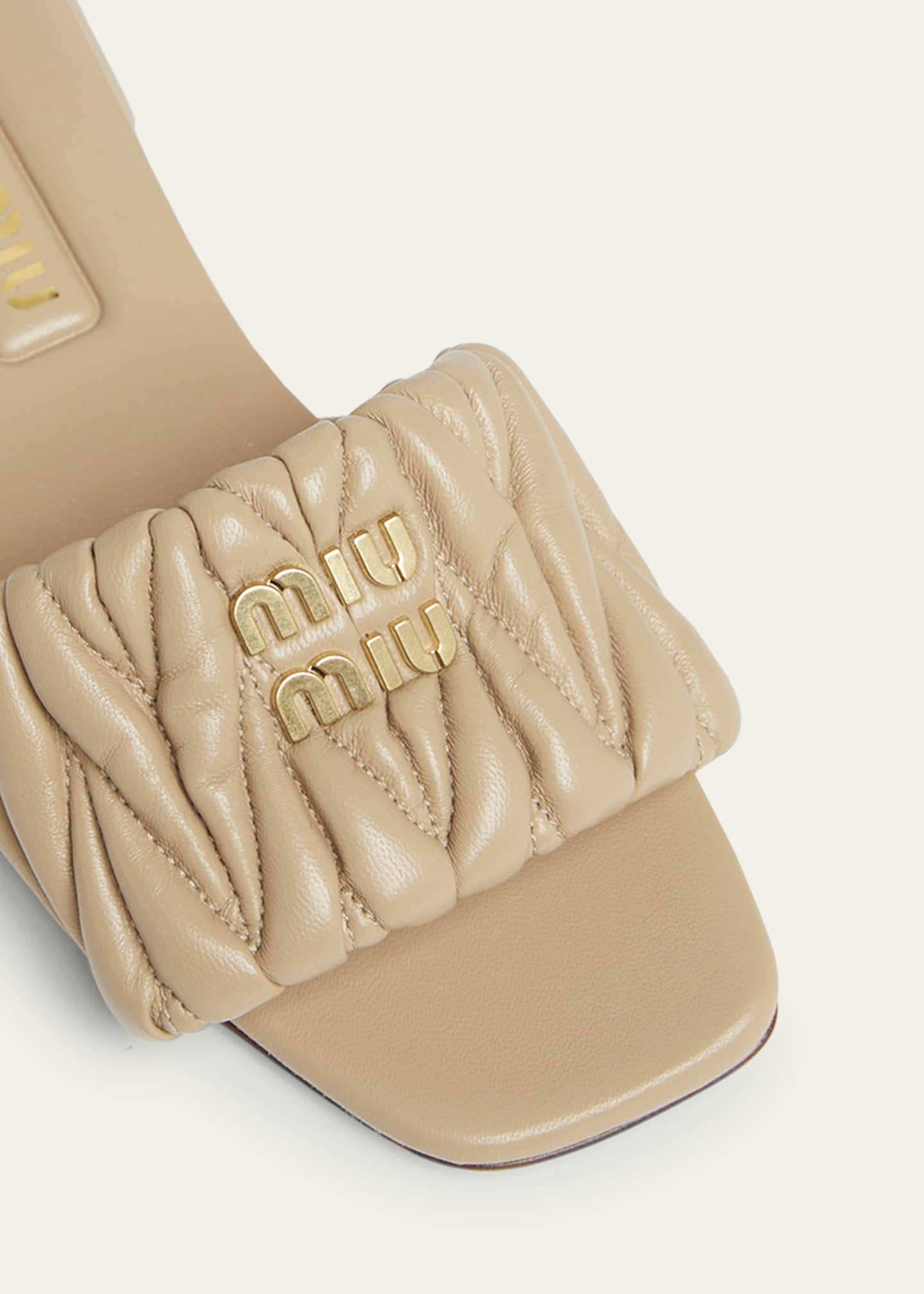 Miu Miu Quilted Leather Flat Slide Style Image 3 of 3