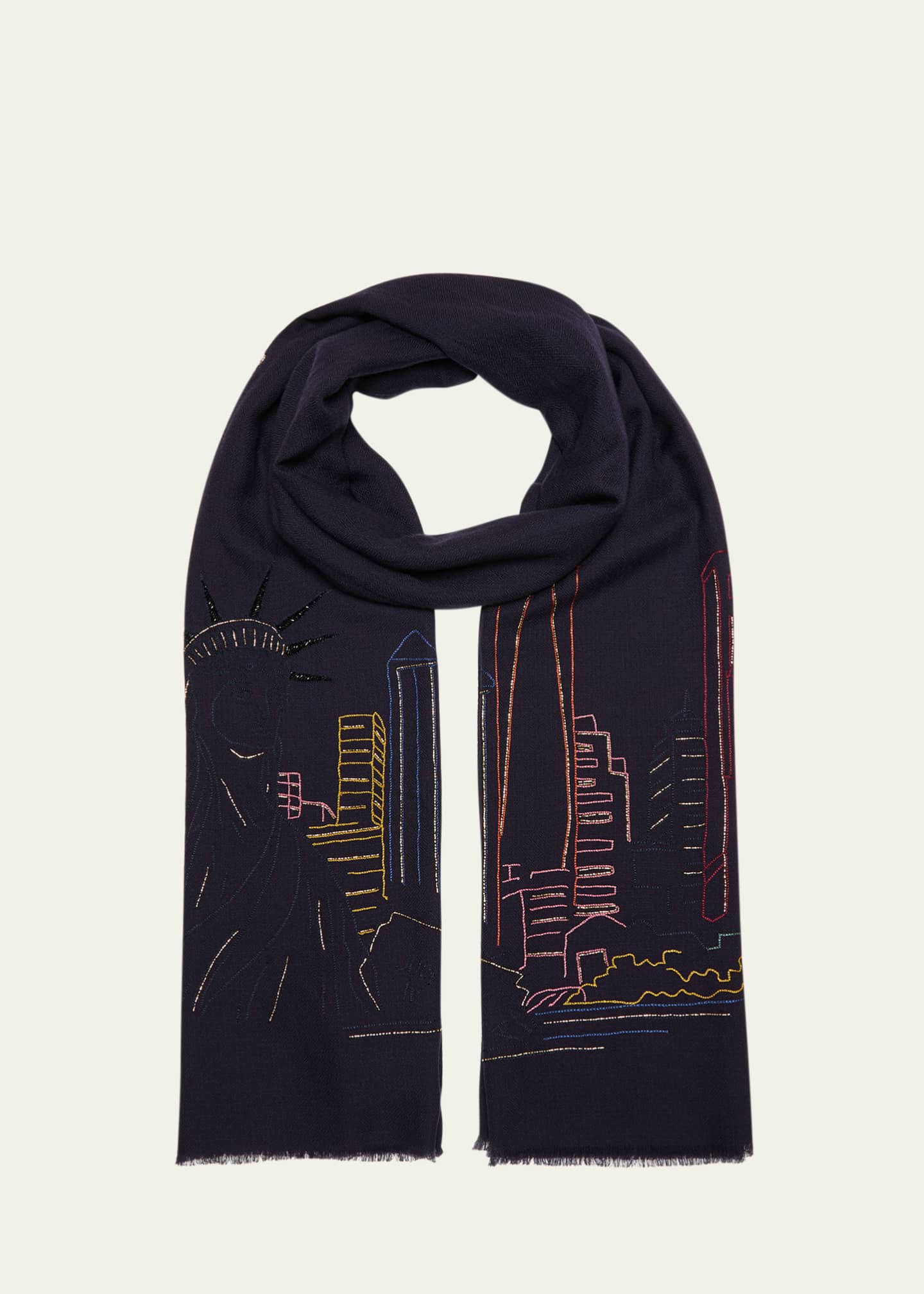 Janavi New York Beaded Merino Wool Scarf Bergdorf Goodman