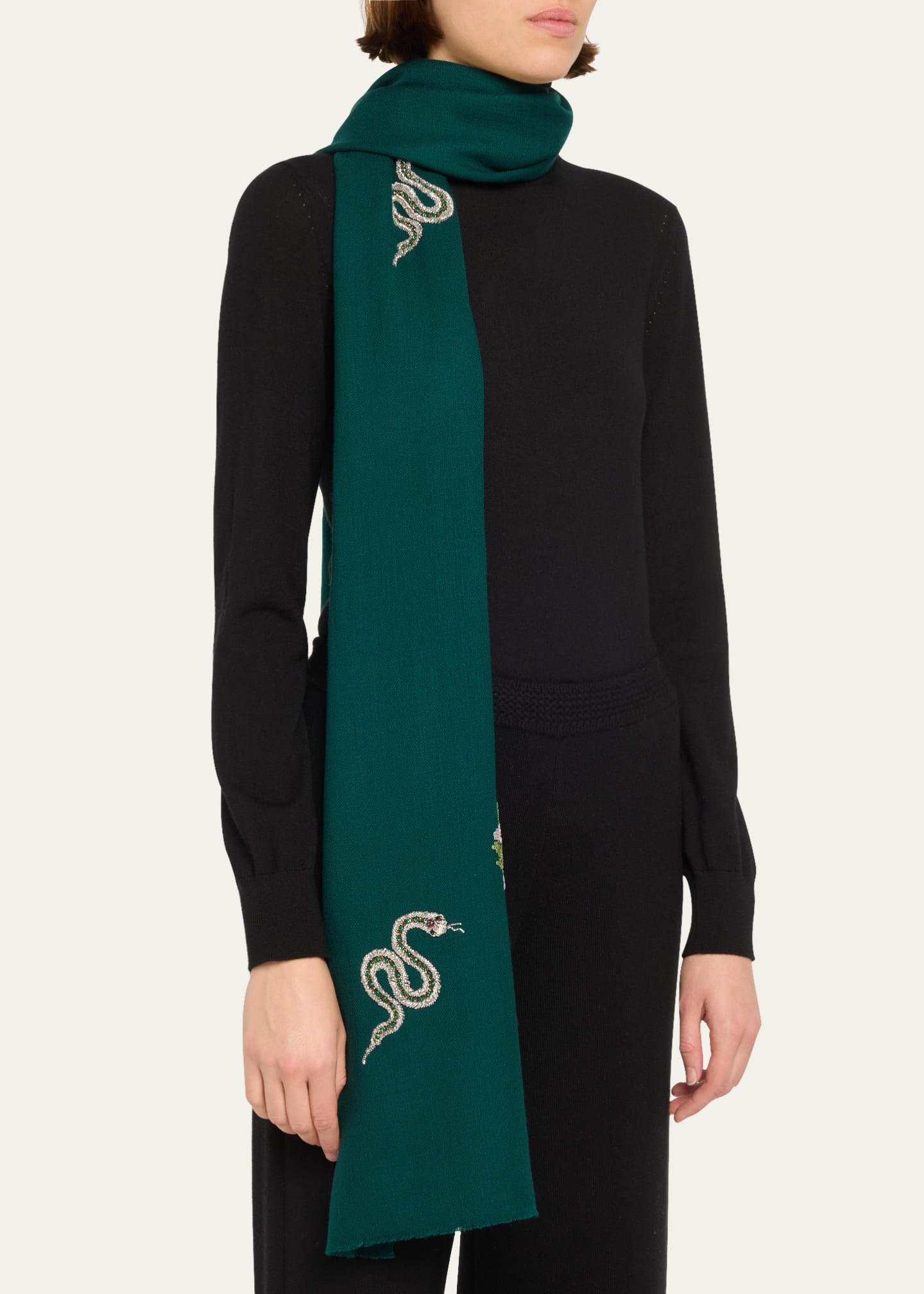 Janavi Asmodeus Beaded Merino Wool Scarf Image 3 of 4