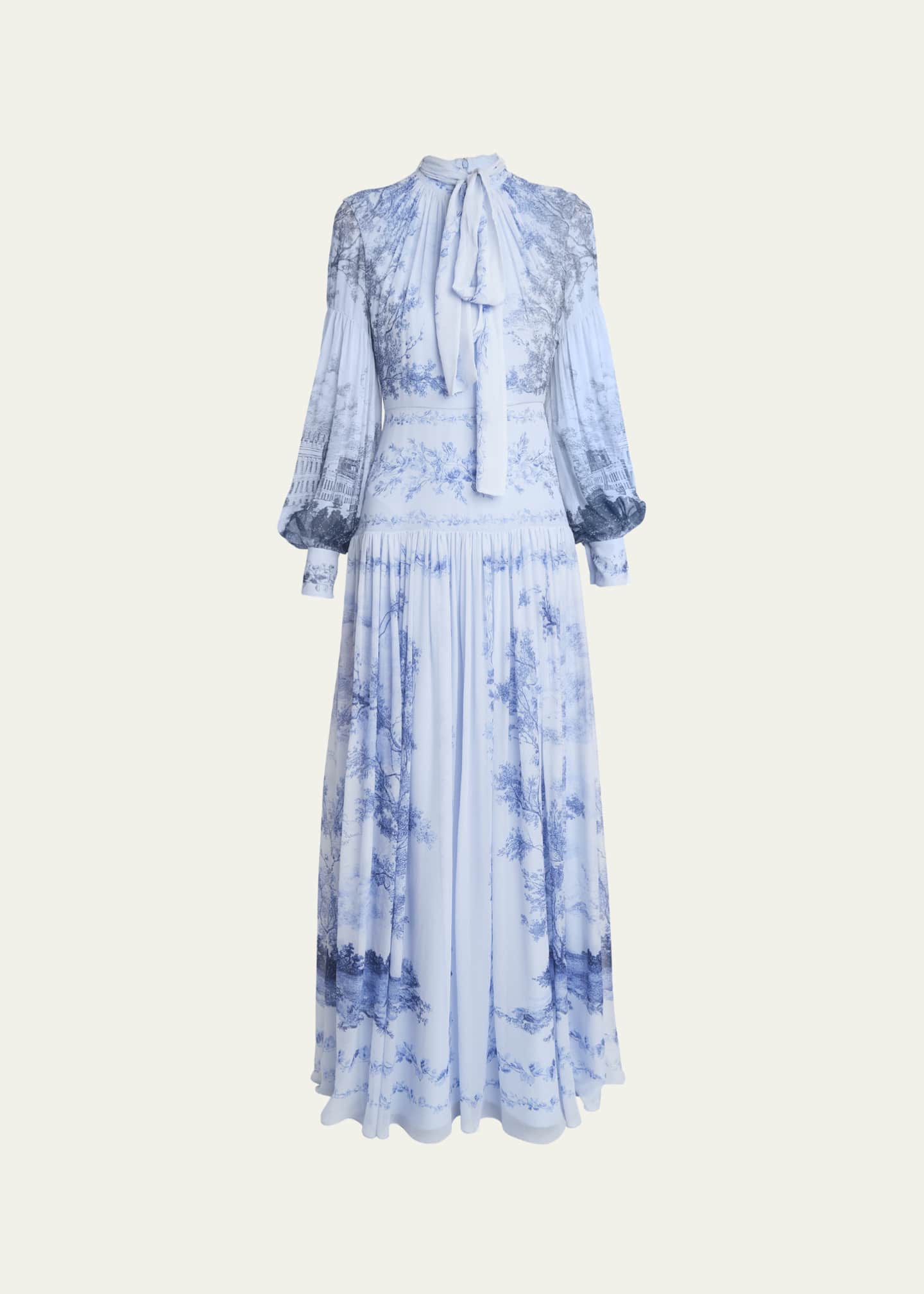 Erdem Printed Scarf-Neck Silk Gown - Bergdorf Goodman