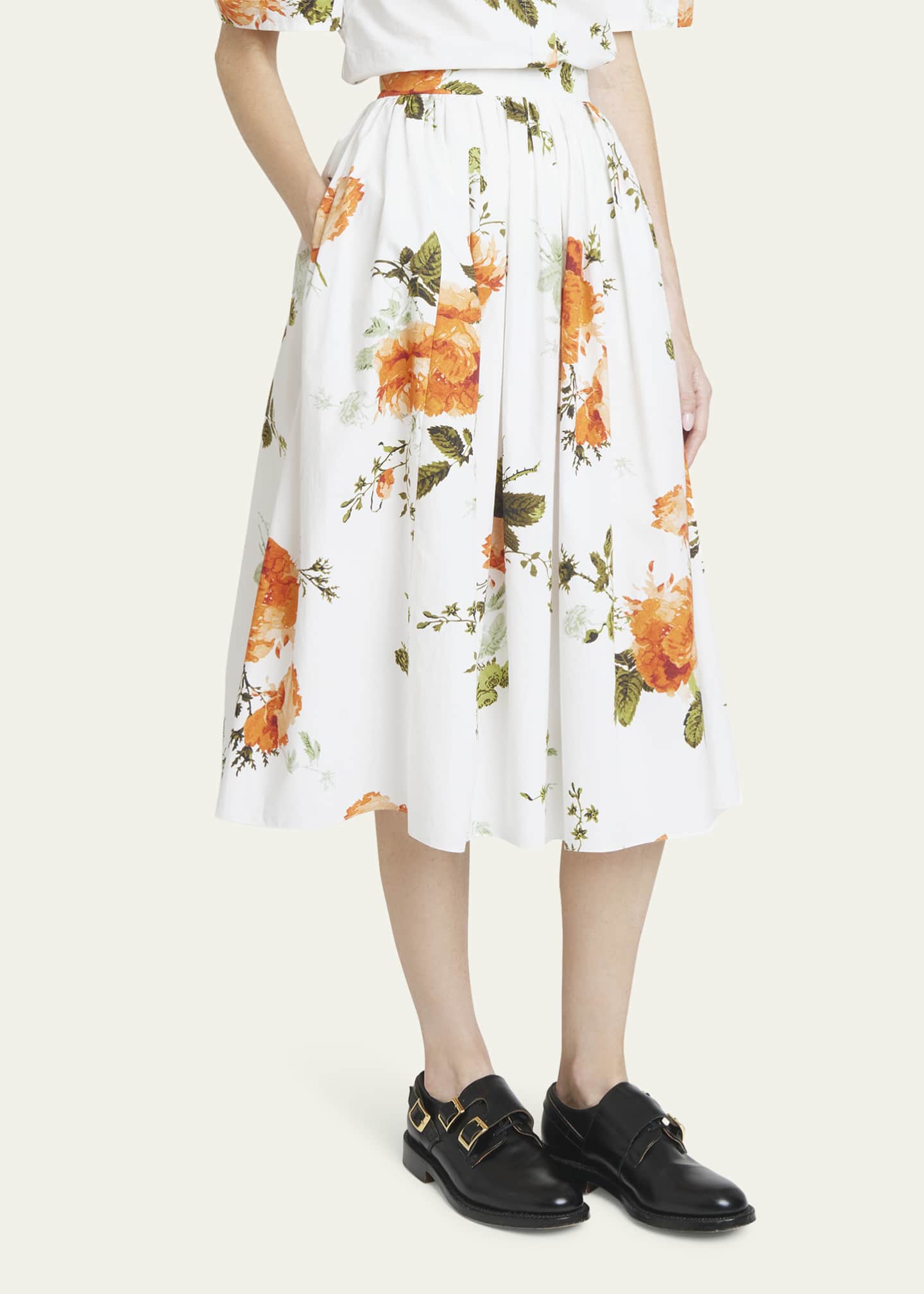 Floral midi ball skirt cheap