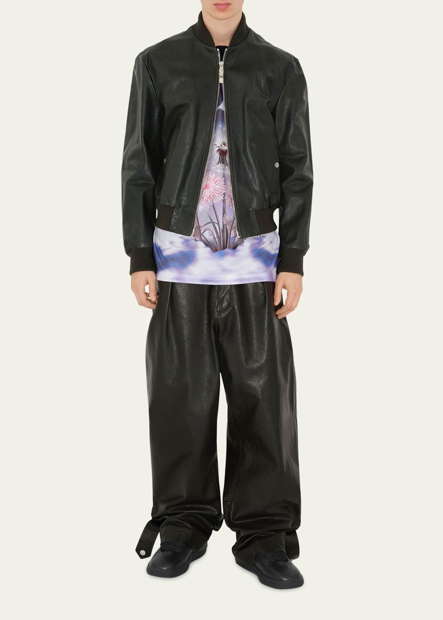 Burberry leather cheap bomber jacket