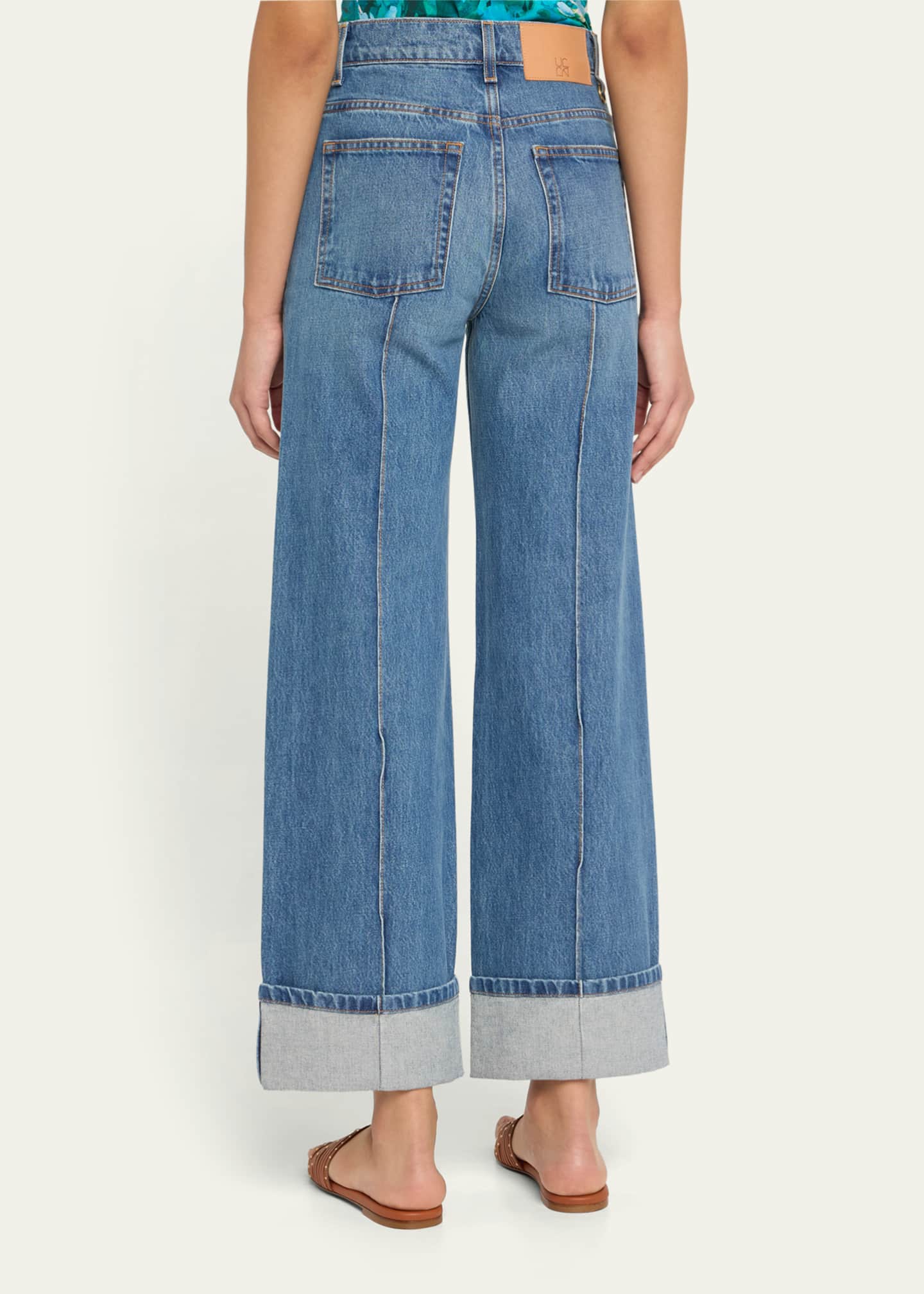Ulla Johnson The Genevieve Pintuck Wide-Leg Denim Jeans Image 3 of 5
