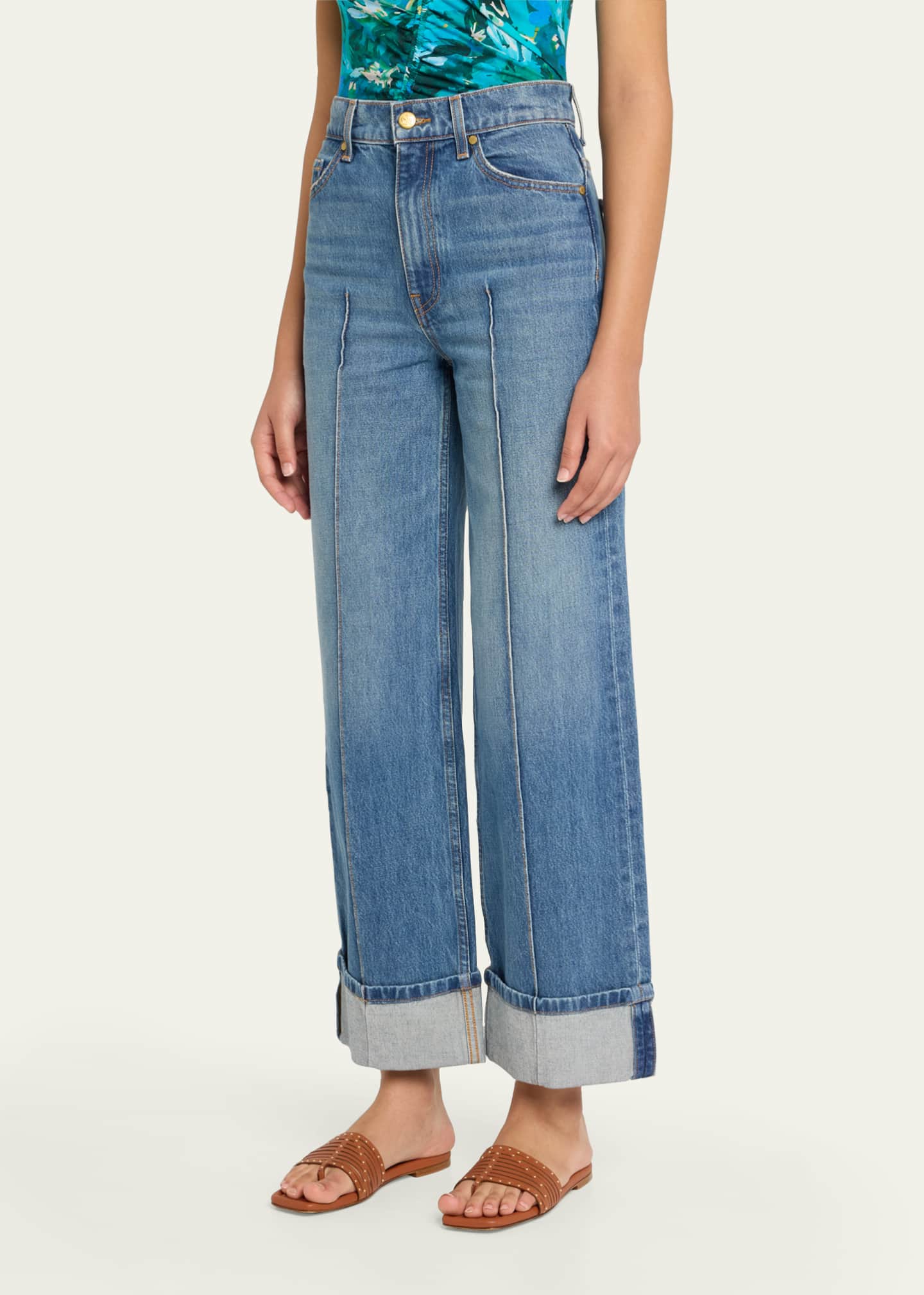 Ulla Johnson The Genevieve Pintuck Wide-Leg Denim Jeans Image 4 of 5