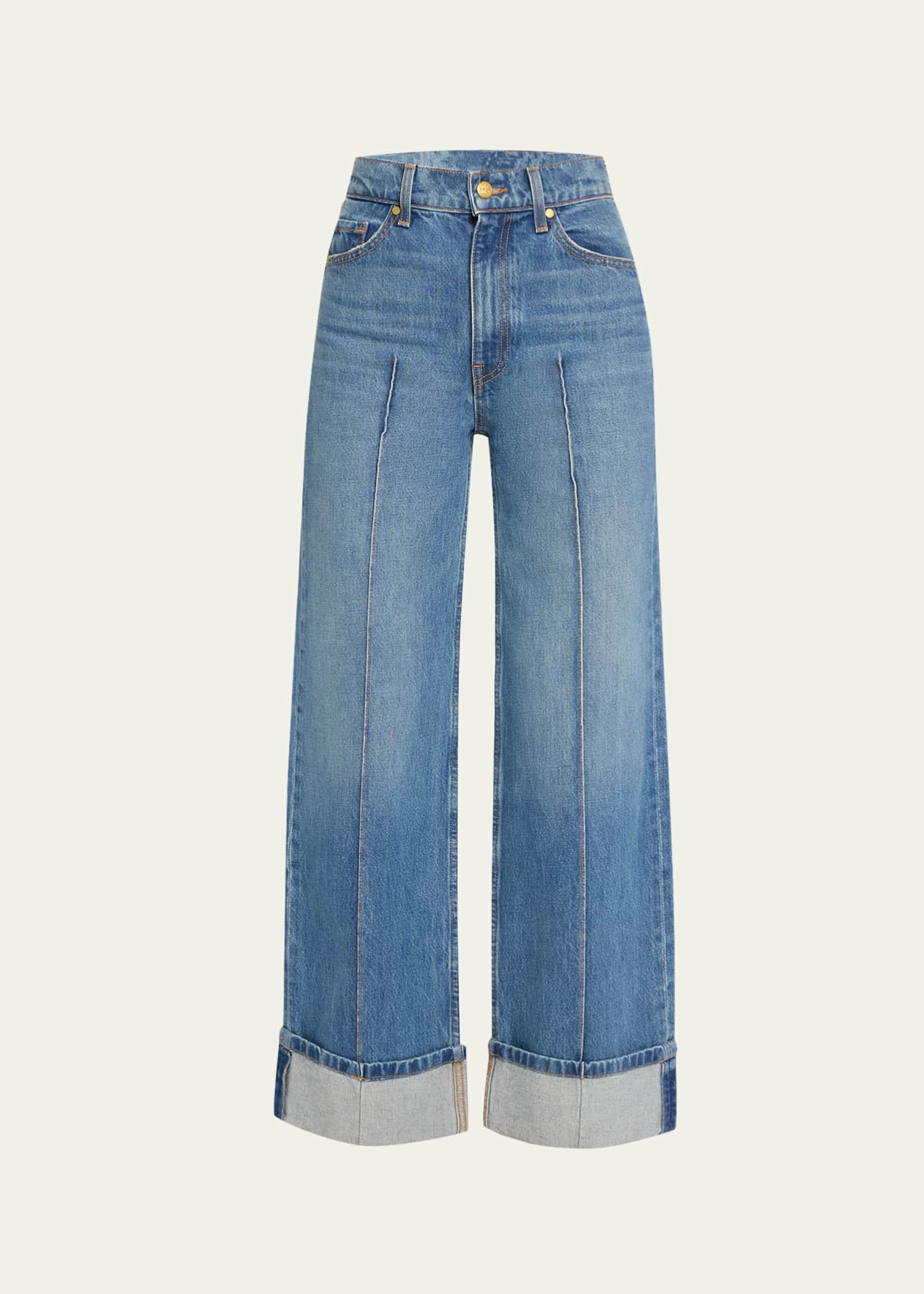Ulla Johnson The Genevieve Pintuck Wide-Leg Denim Jeans Image 1 of 5