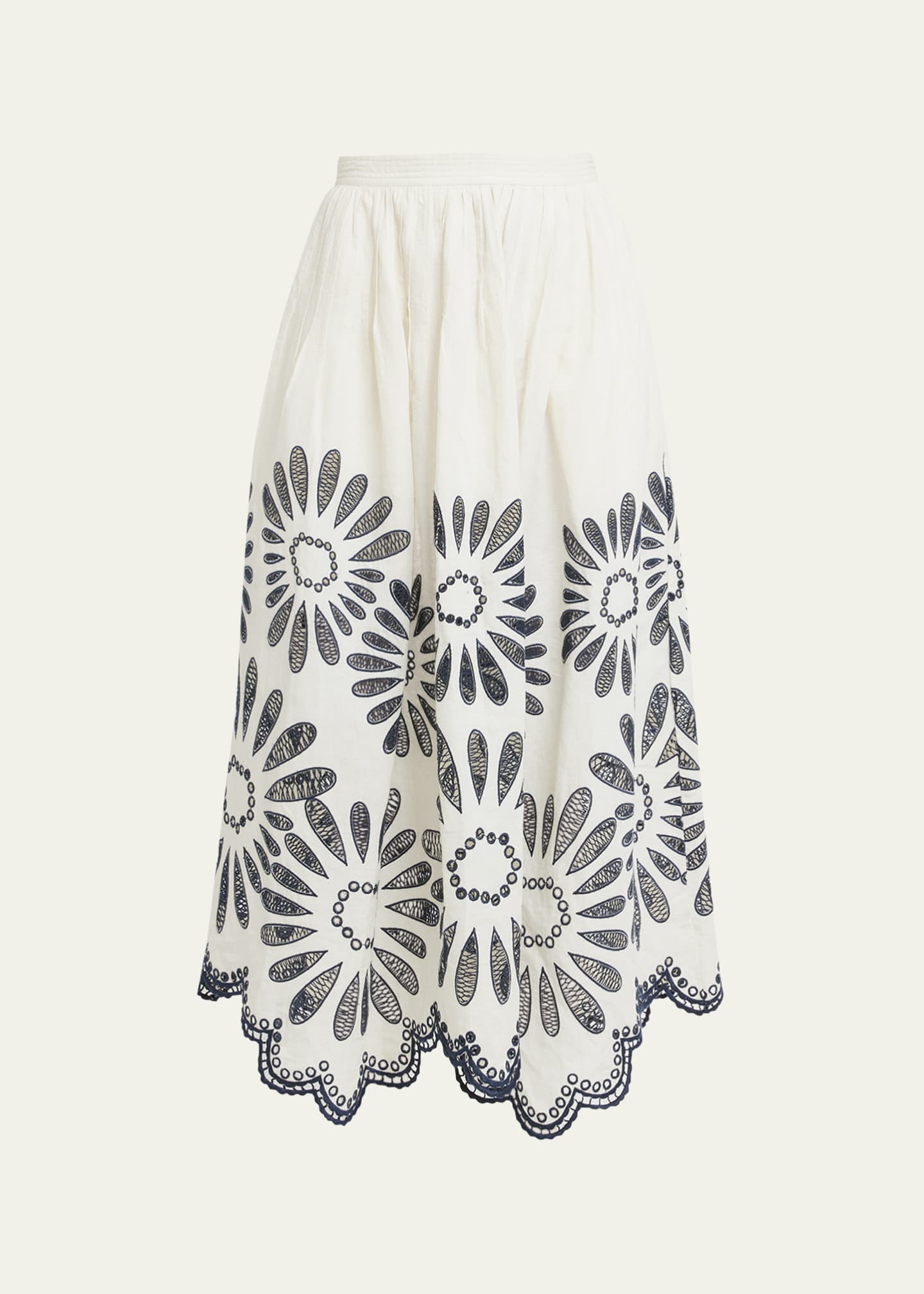 Embroidered linen skirt shop