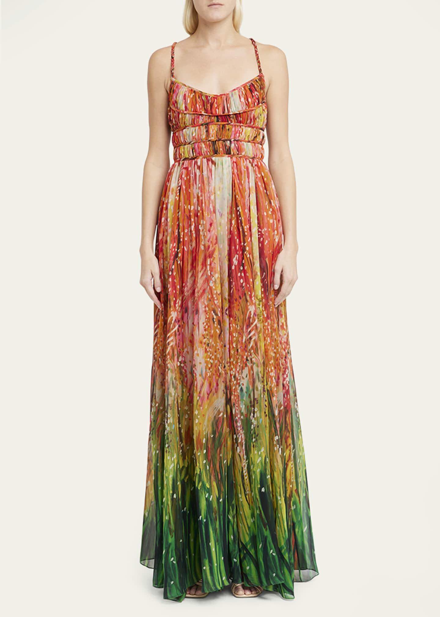 Ulla Johnson Rosie Multicolor Silk Tiered Cross-Back Gown Image 2 of 5