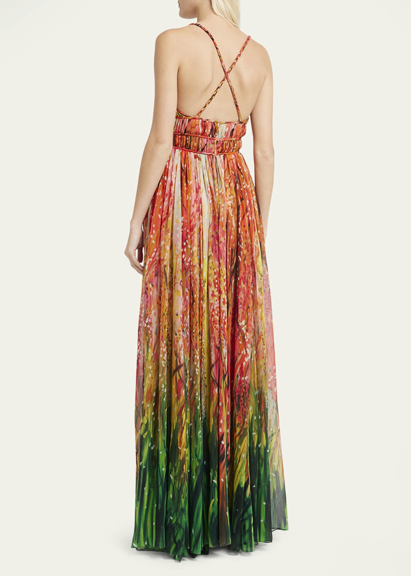 Ulla Johnson Rosie Multicolor Silk Tiered Cross-Back Gown Image 3 of 5