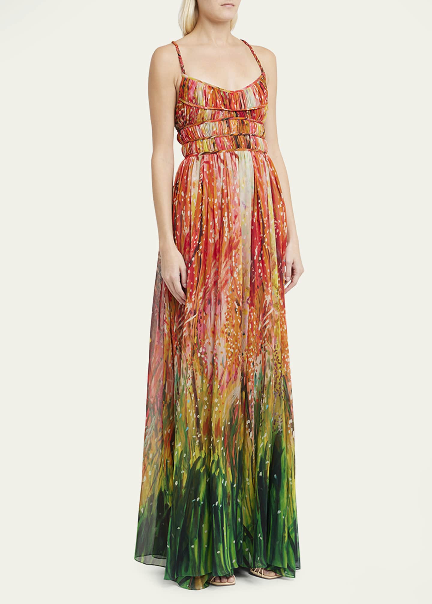 Ulla Johnson Rosie Multicolor Silk Tiered Cross-Back Gown Image 4 of 5