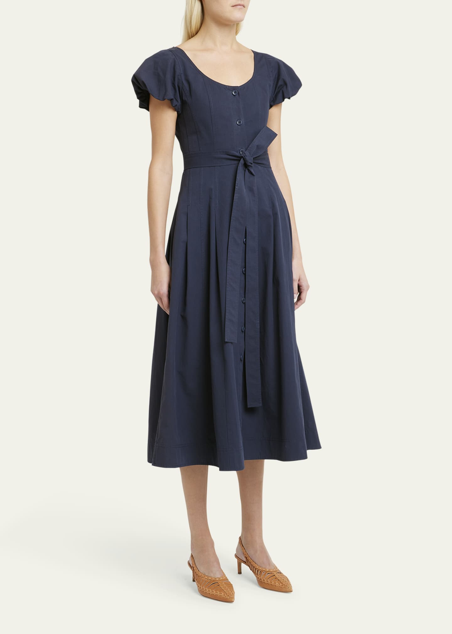 Ulla Johnson Lucinda Dress Puff Sleeve Belted Midi 4 Corduroy Long