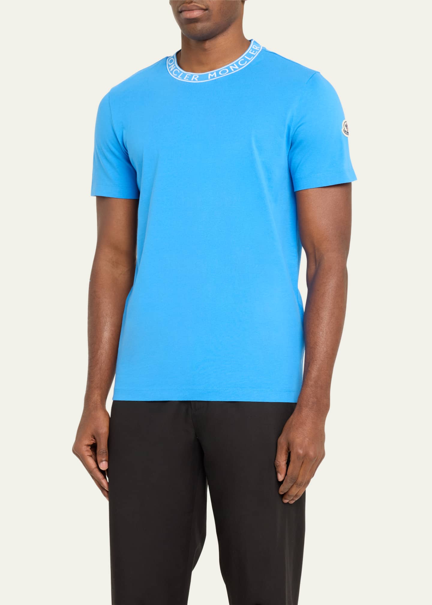 Tシャツ・カットソー MONCLER Men T-shirt Blue K10918C0002089AWA 742 Blue Logo T-Shirt - Moncler - Men | WE IN STYLE
