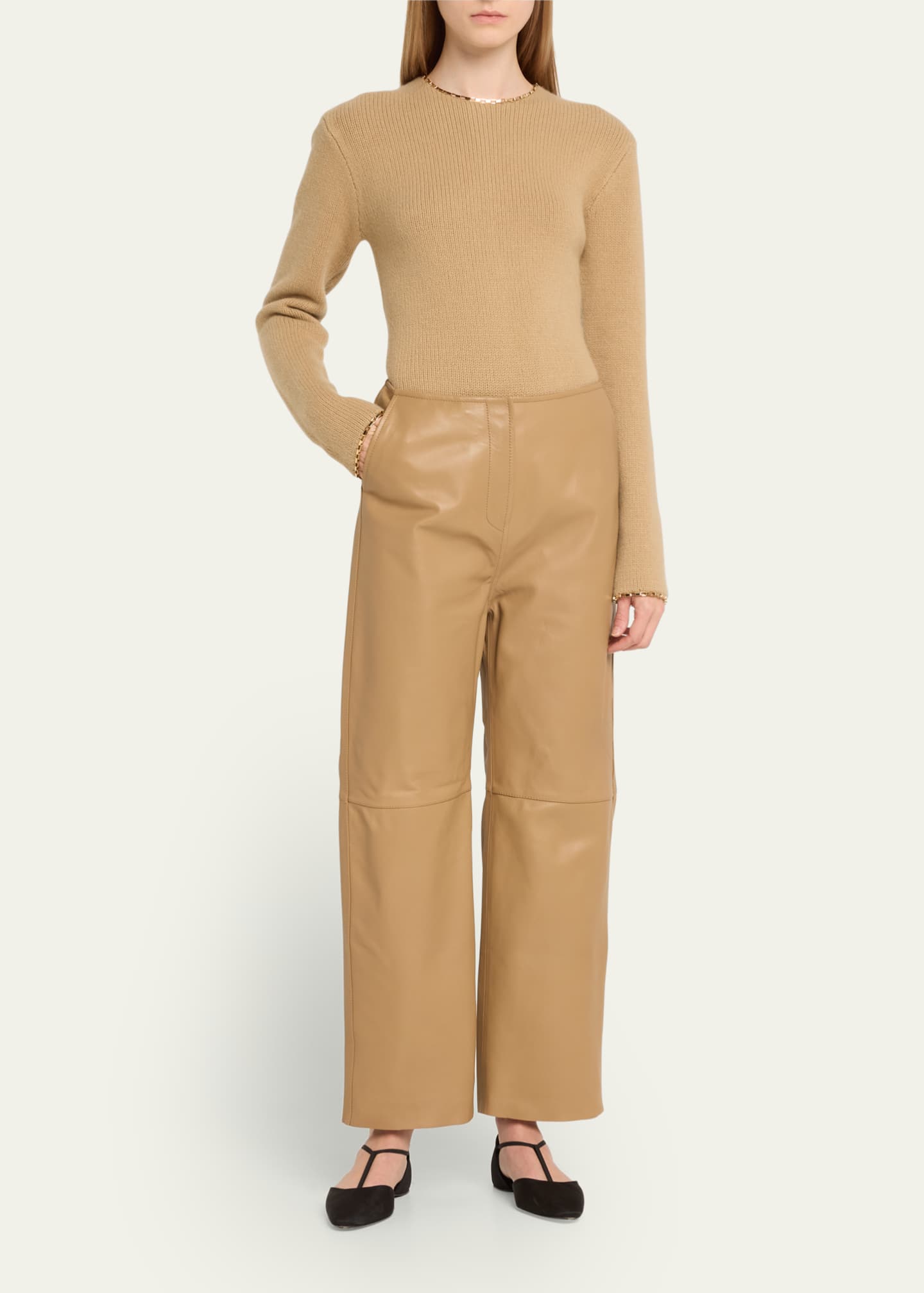 Toteme Paneled Leather Trousers - Bergdorf Goodman