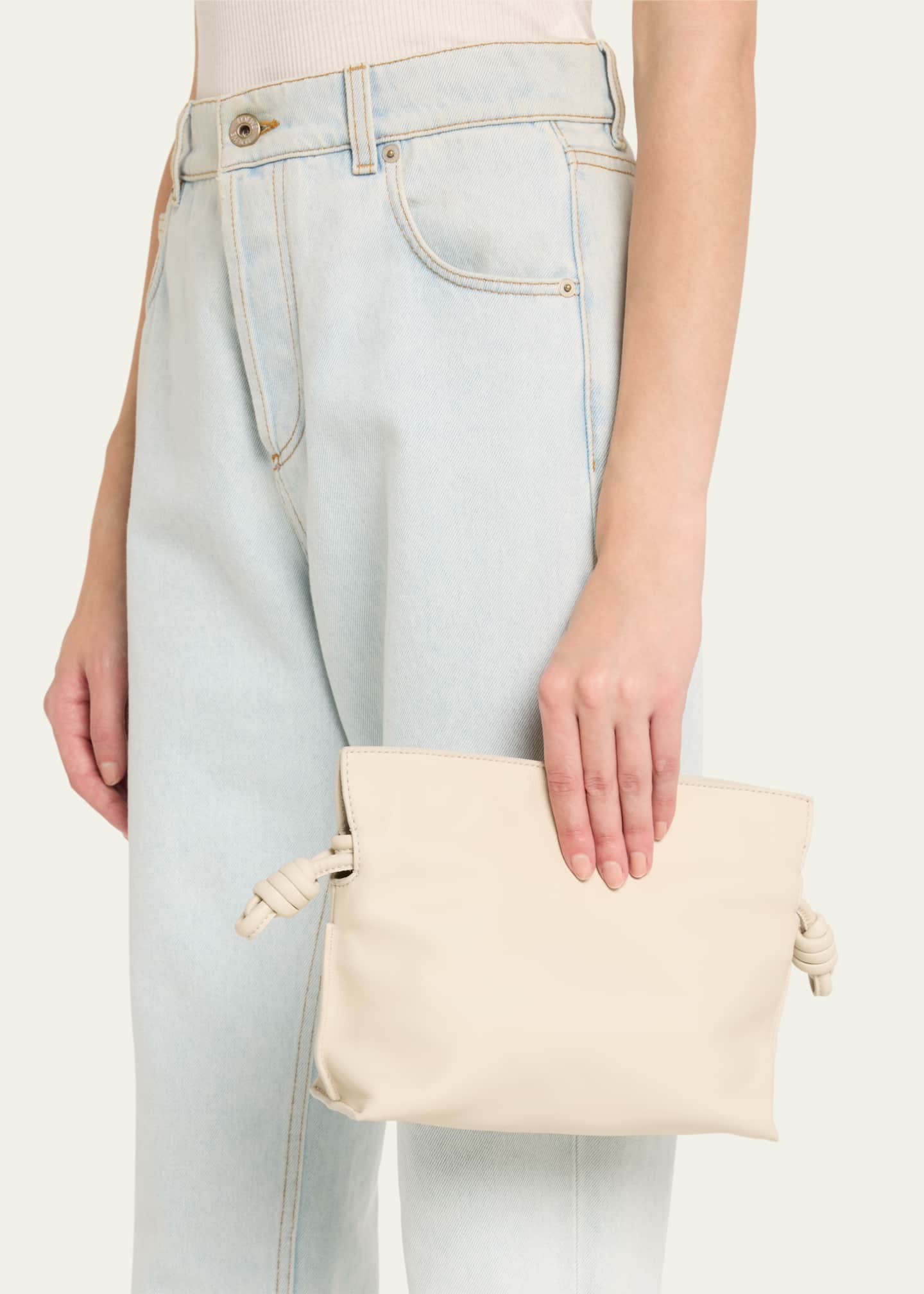 Loewe Flamenco Mini Clutch Bag in Napa Leather with Golden Foil Anagram Bergdorf Goodman