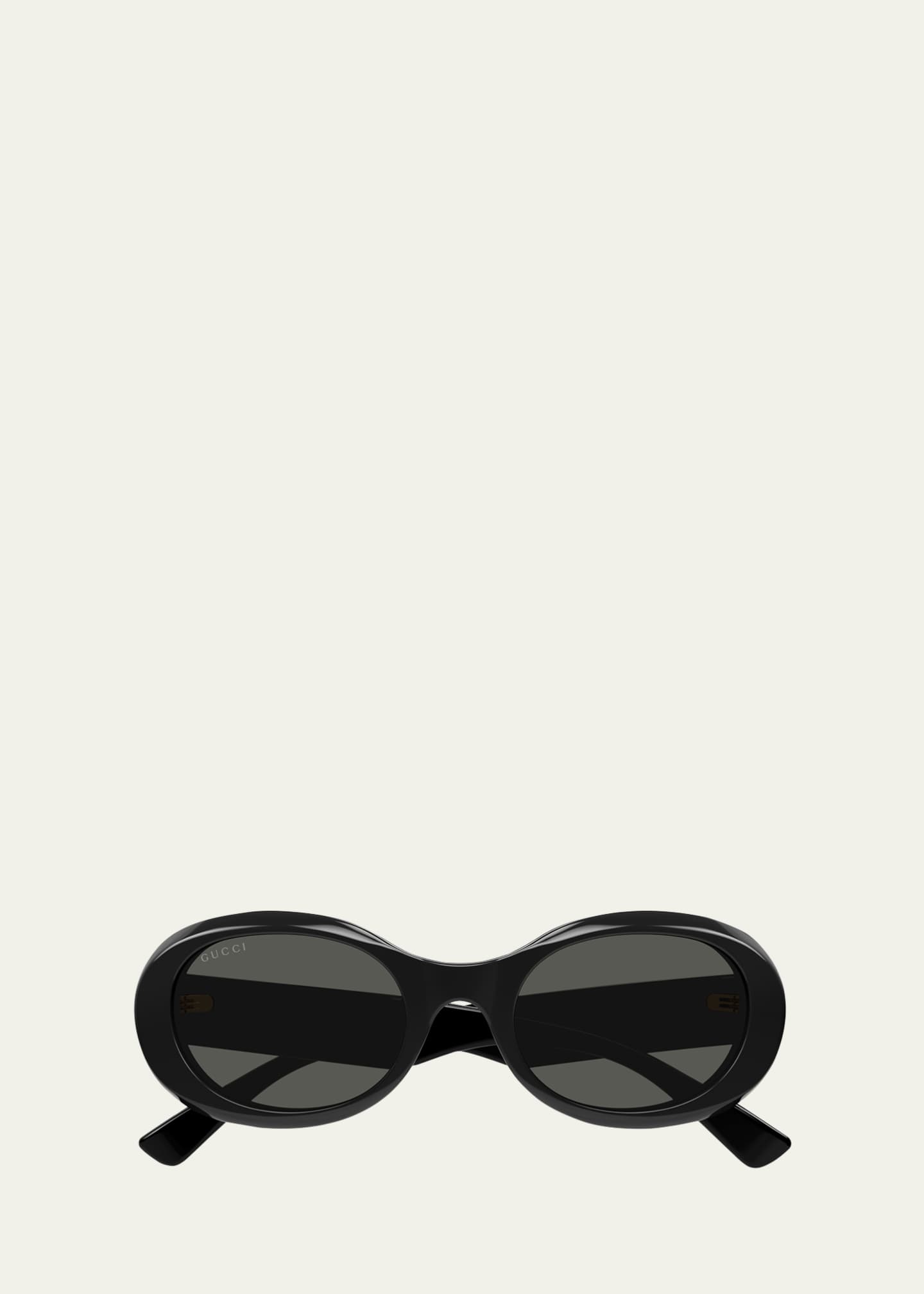 Gucci Logo Acetate Oval Sunglasses Image 1 of 2