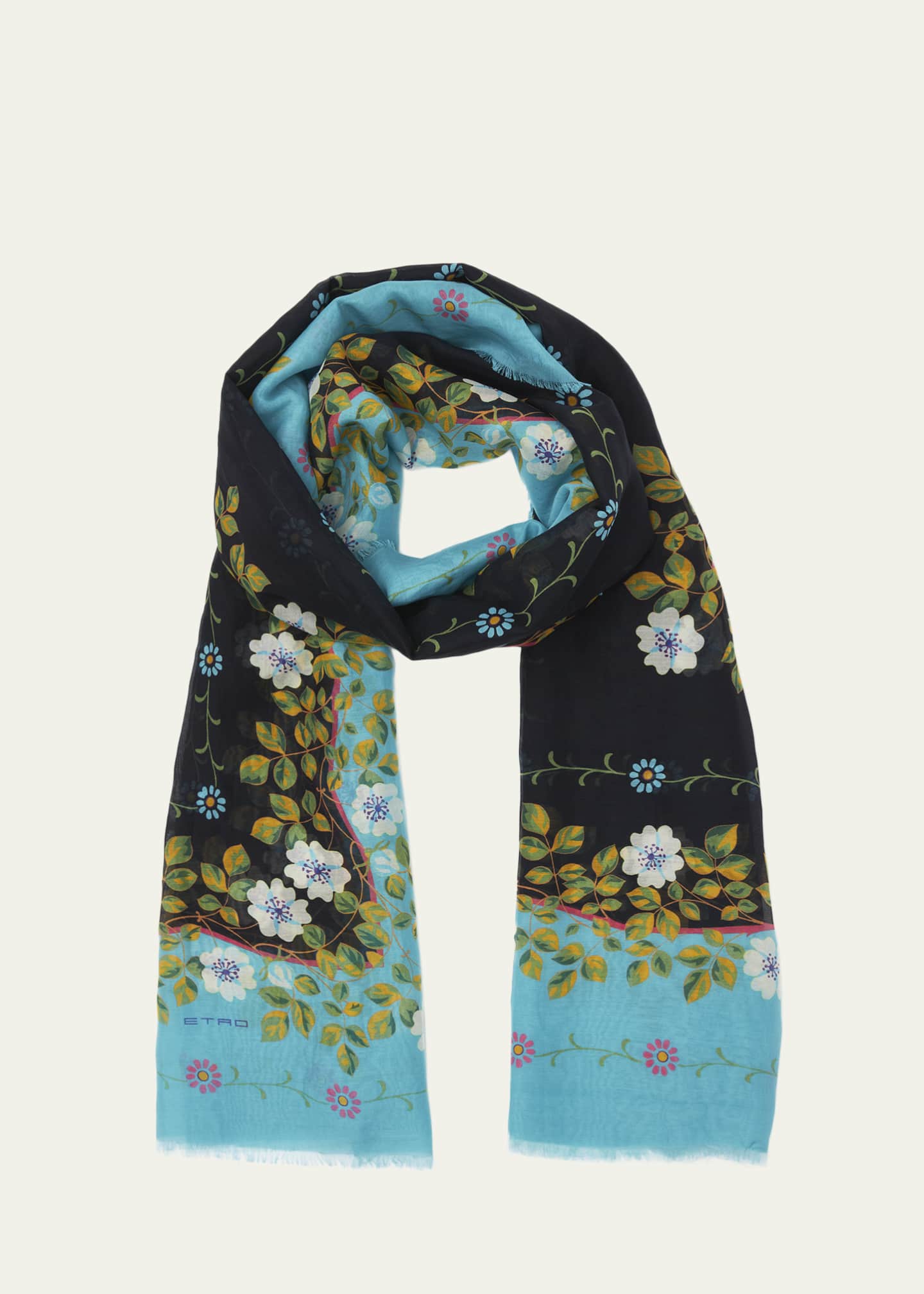 Etro Floral Cotton & Silk Scarf Image 1 of 3