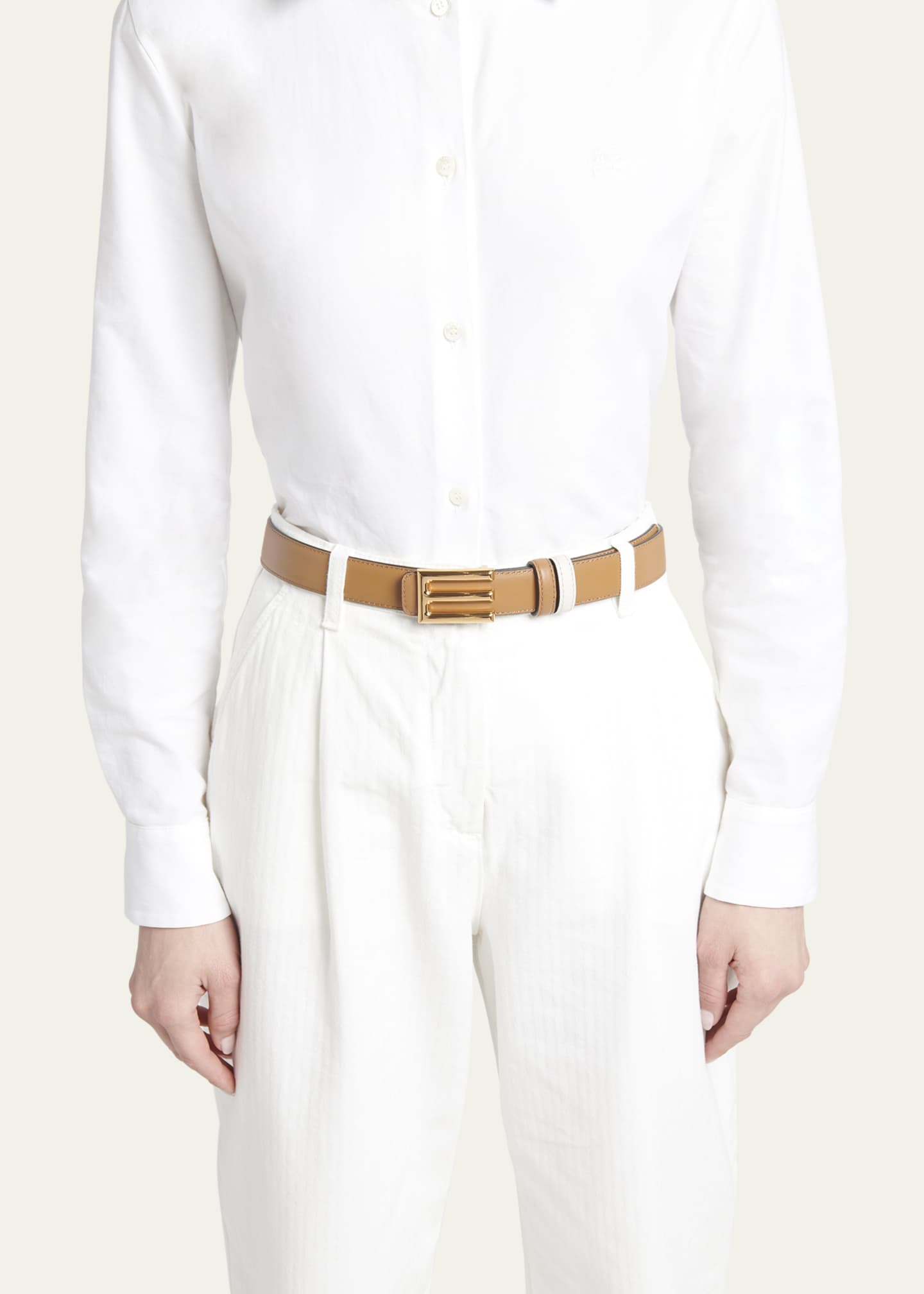 Etro E-Monogram Reversible Leather & Brass Belt Image 4 of 4