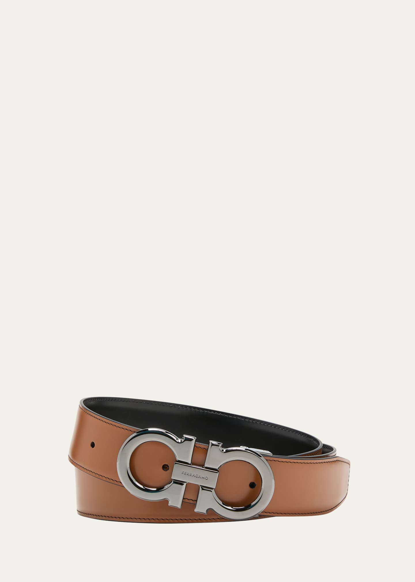 Ferragamo Men's Double Adjustable Leather Gancini Belt - Bergdorf Goodman