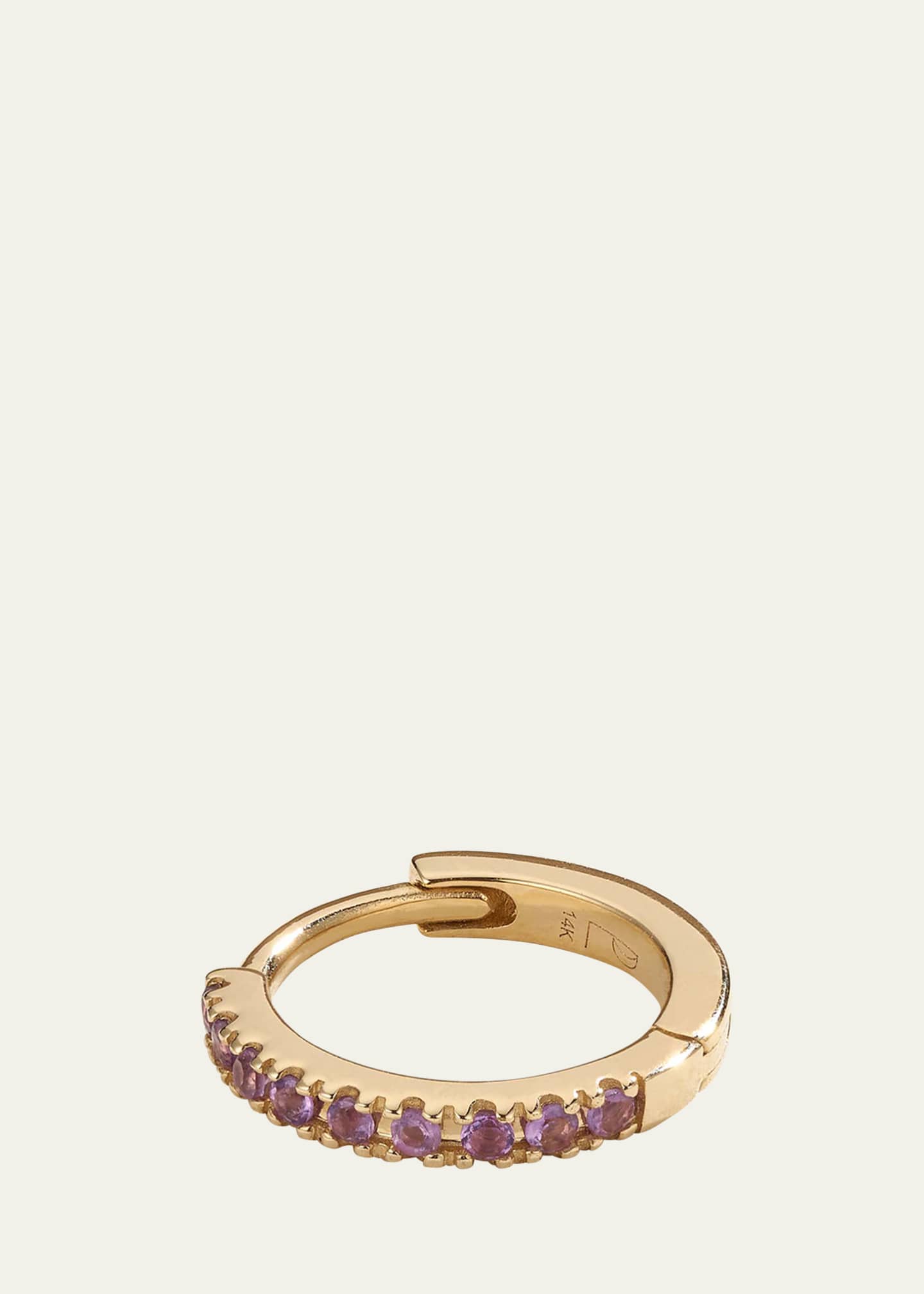 Pamela Love 14k Yellow Gold Pave Amethyst 8mm Huggie Hoop Earring, Single
