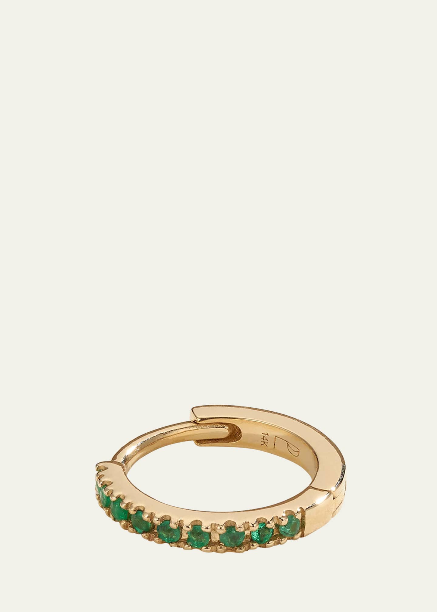 Pamela Love 14k Yellow Gold Pave Emerald 8mm Huggie Hoop Earring, Single