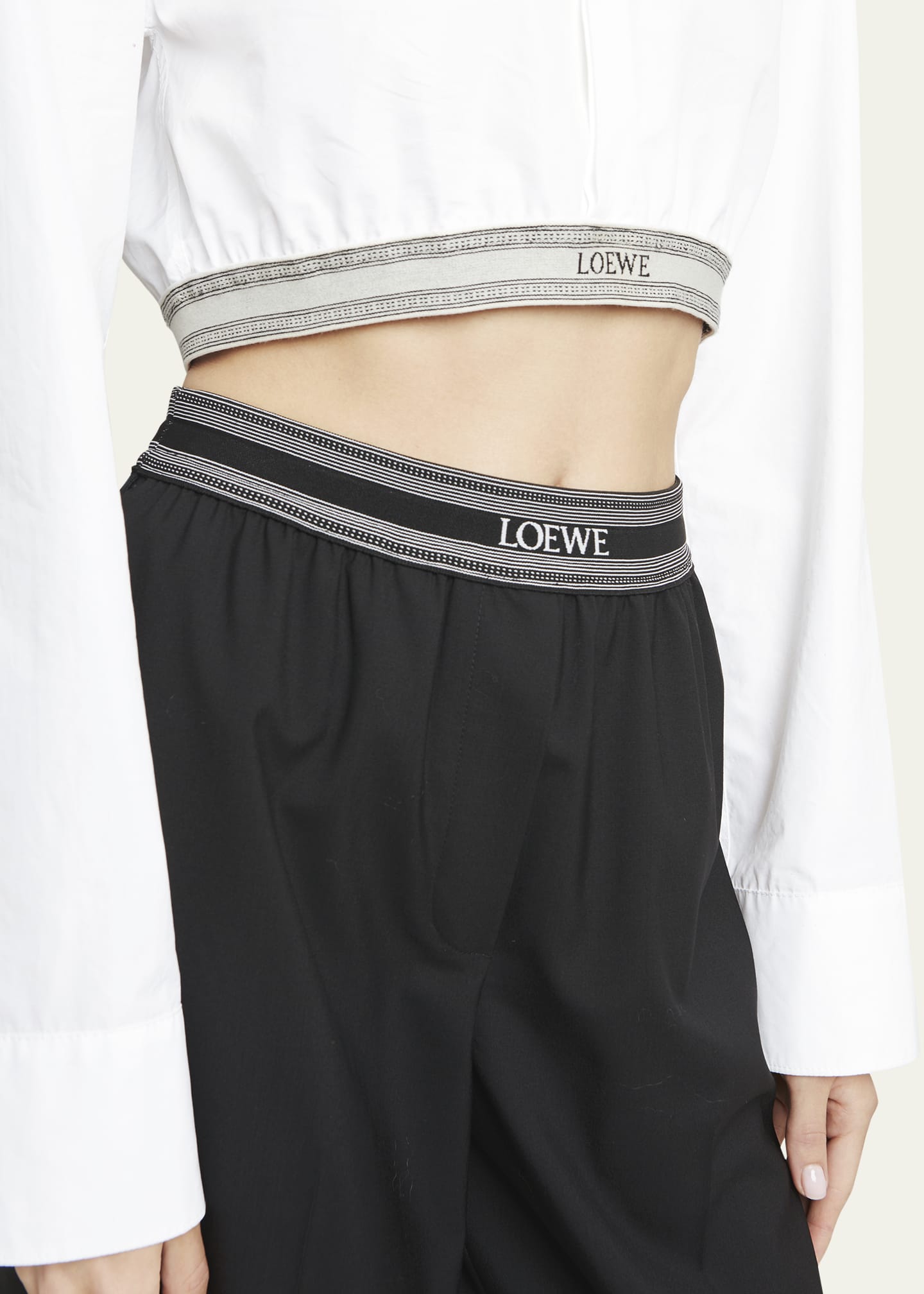 Loewe Logo Banded Cropped Trousers - Bergdorf Goodman