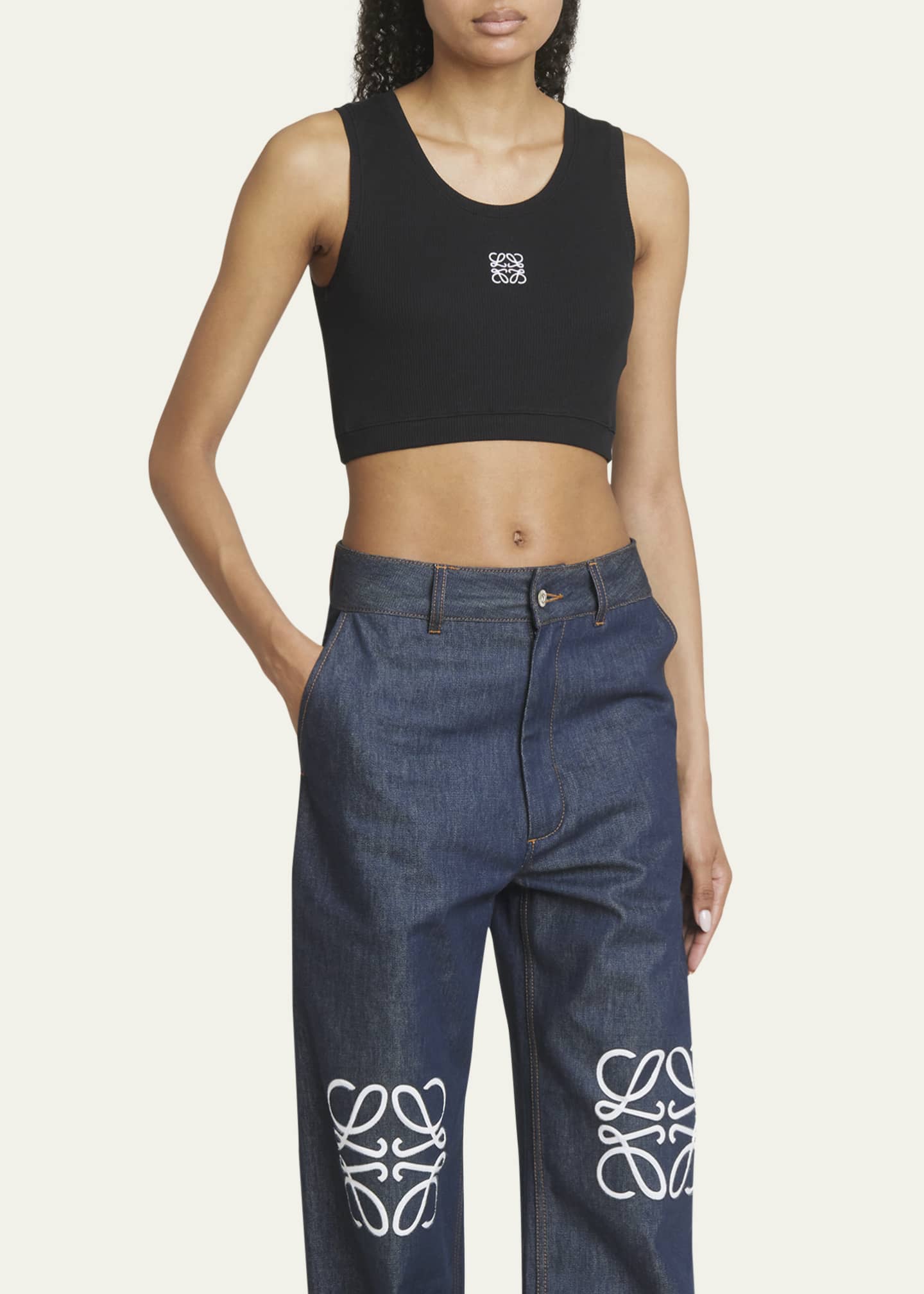 Prada Lace Logo Crop Tank Top - Bergdorf Goodman