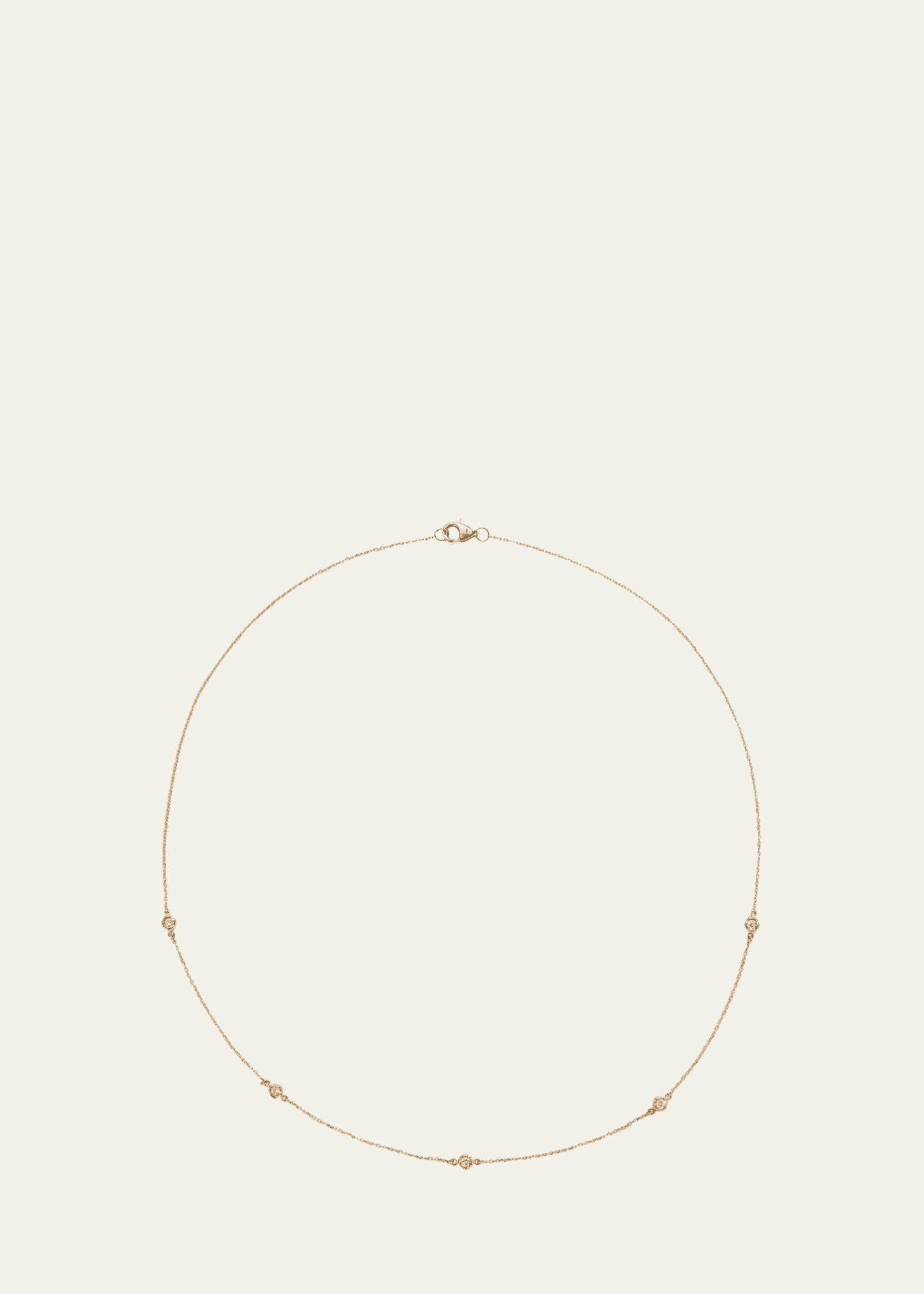 Pamela Love 14K Yellow Gold Station Necklace with Rolo Chain and White Diamonds, 15"L