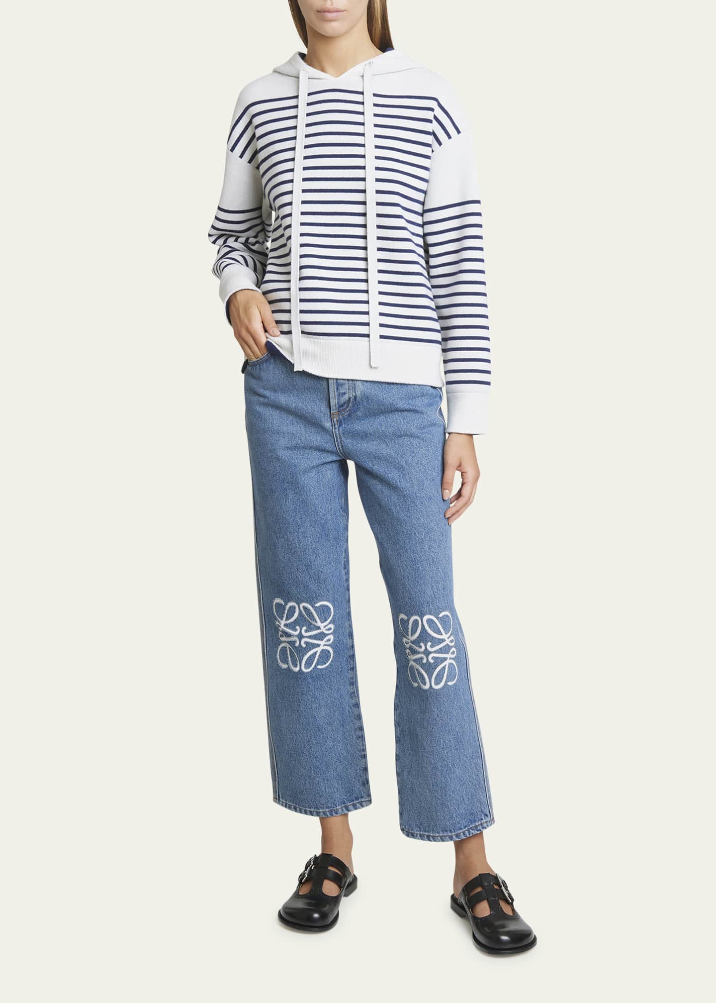 Loewe Cropped Jeans with Anagram Knee Detail Image 2 of 5