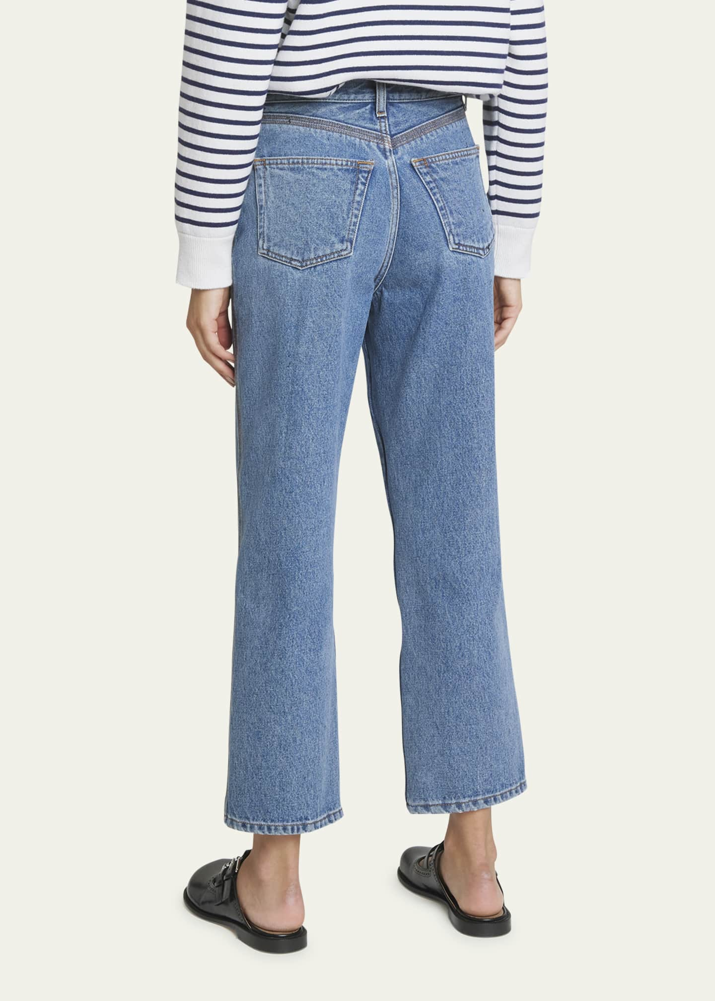 Loewe Cropped Jeans with Anagram Knee Detail - Bergdorf Goodman