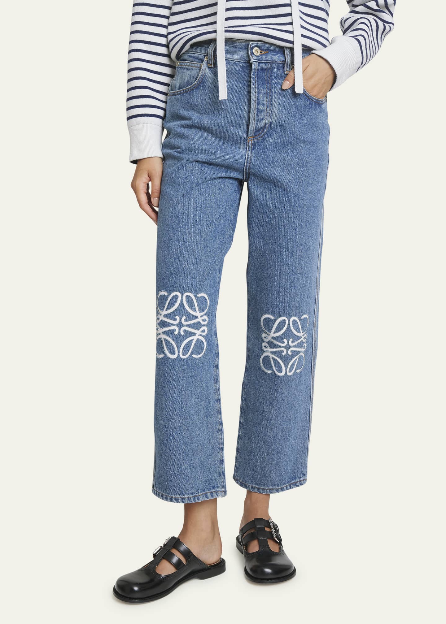 Loewe Cropped Jeans with Anagram Knee Detail Image 4 of 5