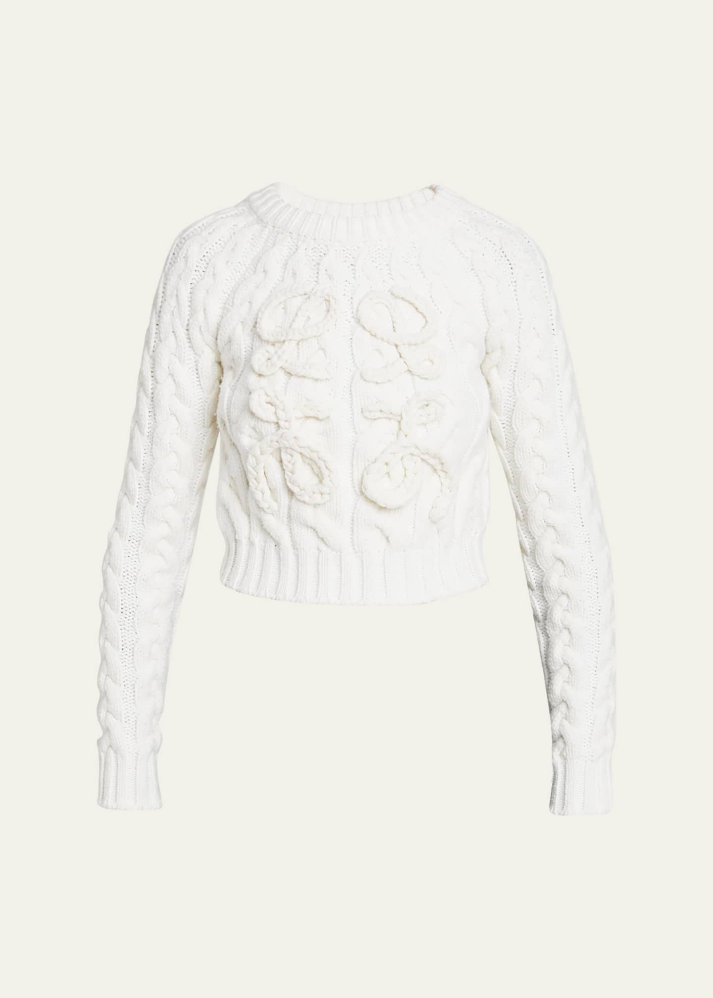 Loewe Fisherman Cable-Knit Sweater with Anagram Detail - Bergdorf Goodman