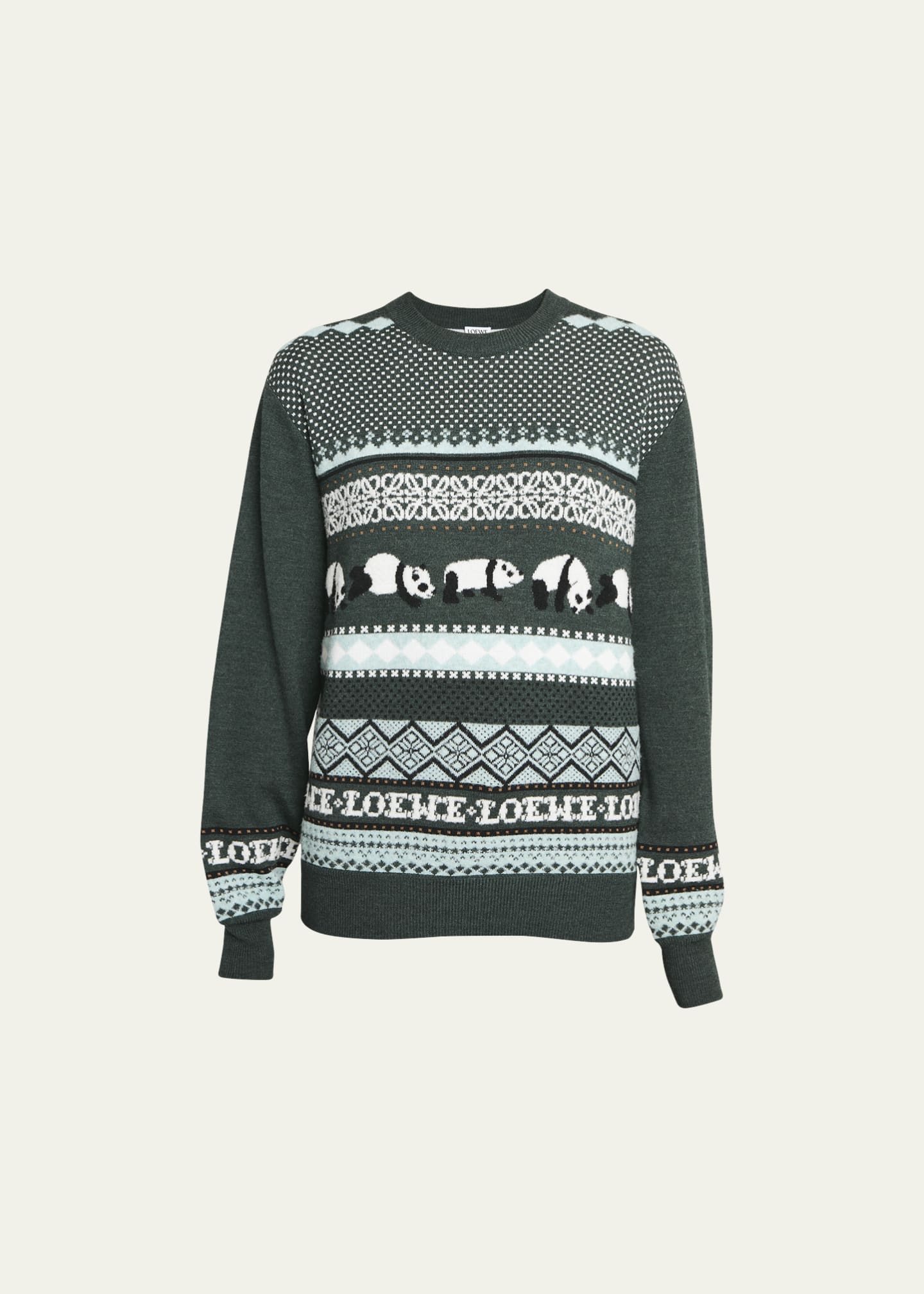 Loewe Panda Intarsia Suna Fujita Fair Isle Wool Sweater