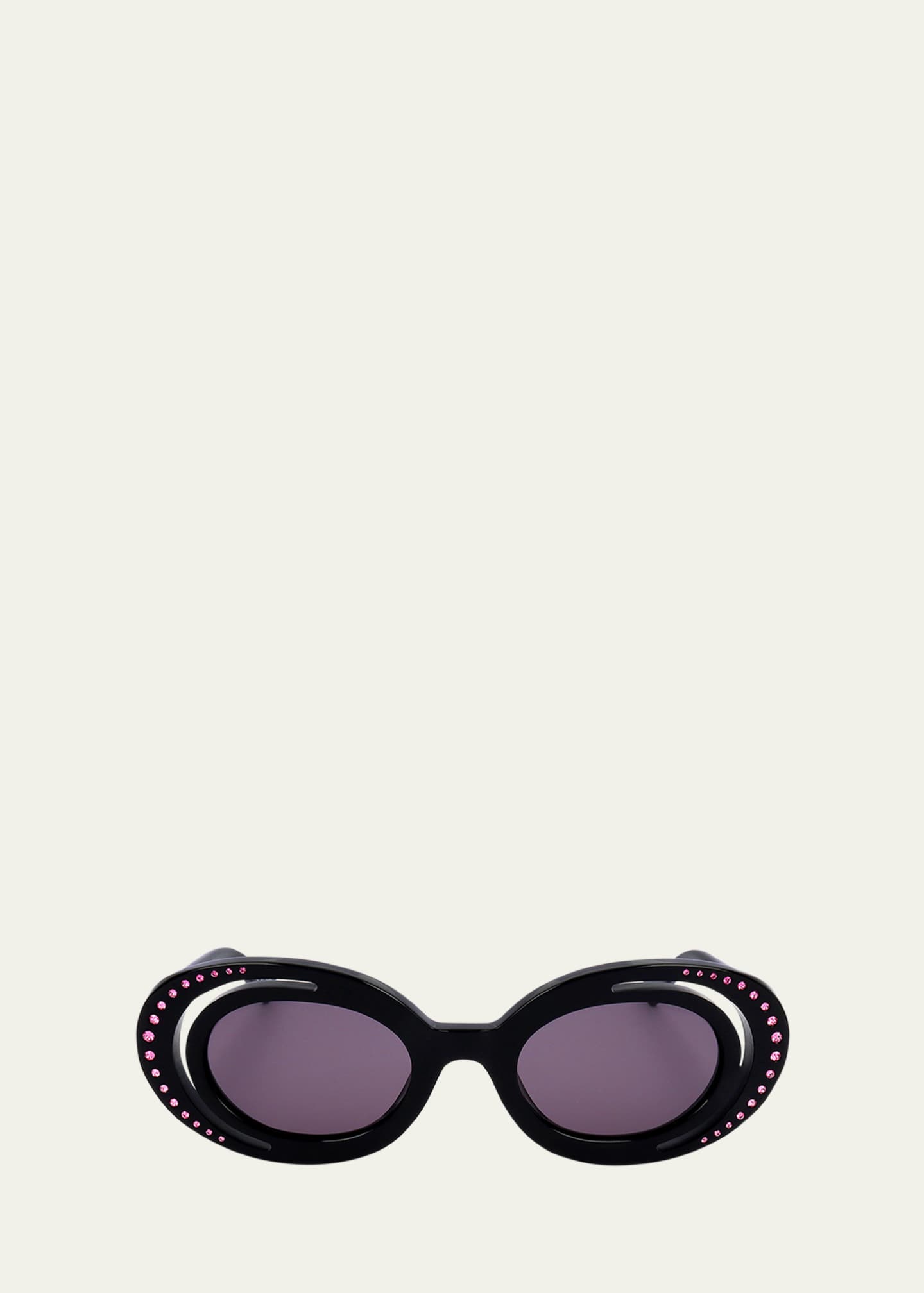 Marni Crystal-Embellished Acetate Oval Sunglasses Image 1 of 3